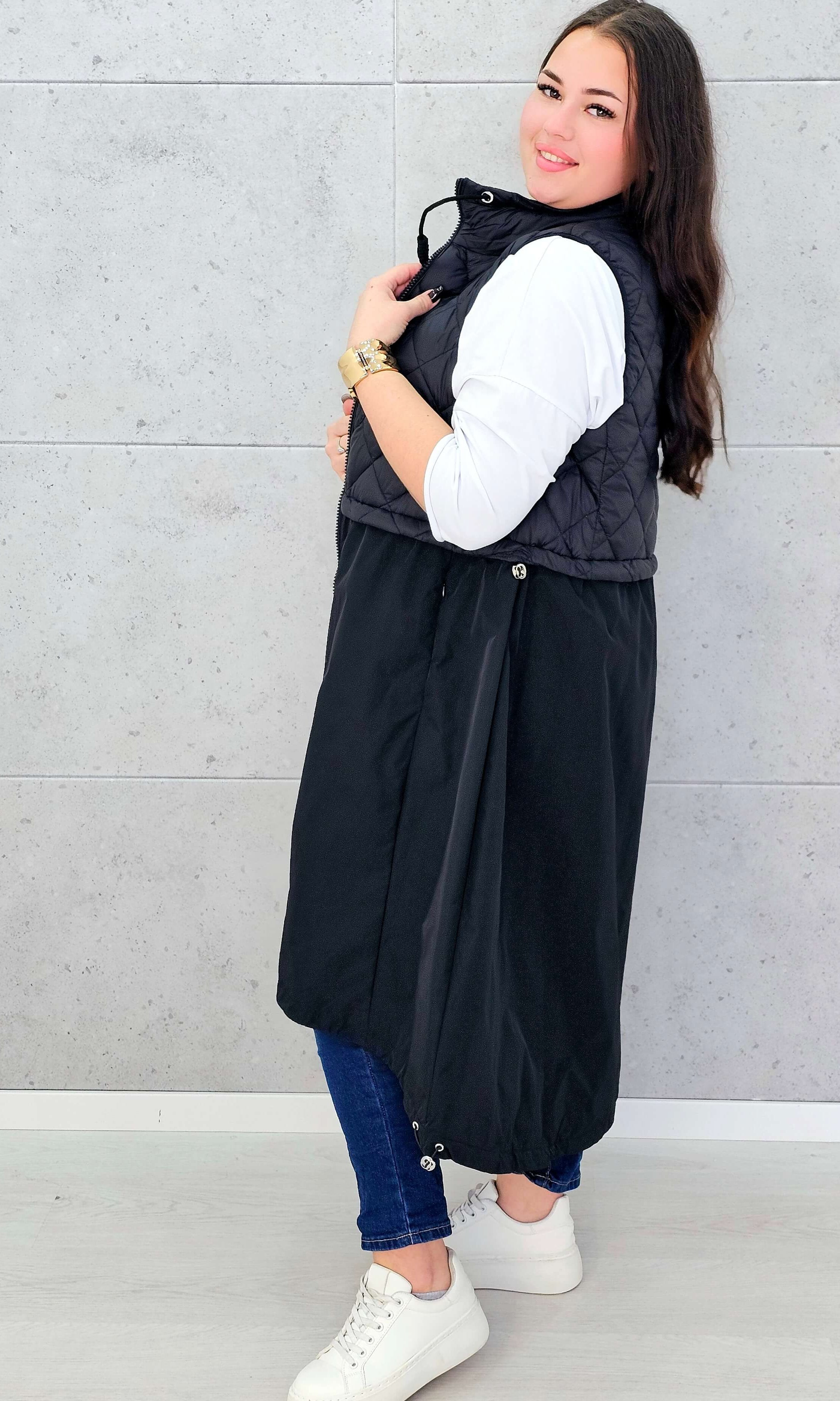 Długa kamizelka z pikowaną górą Stylowa XL