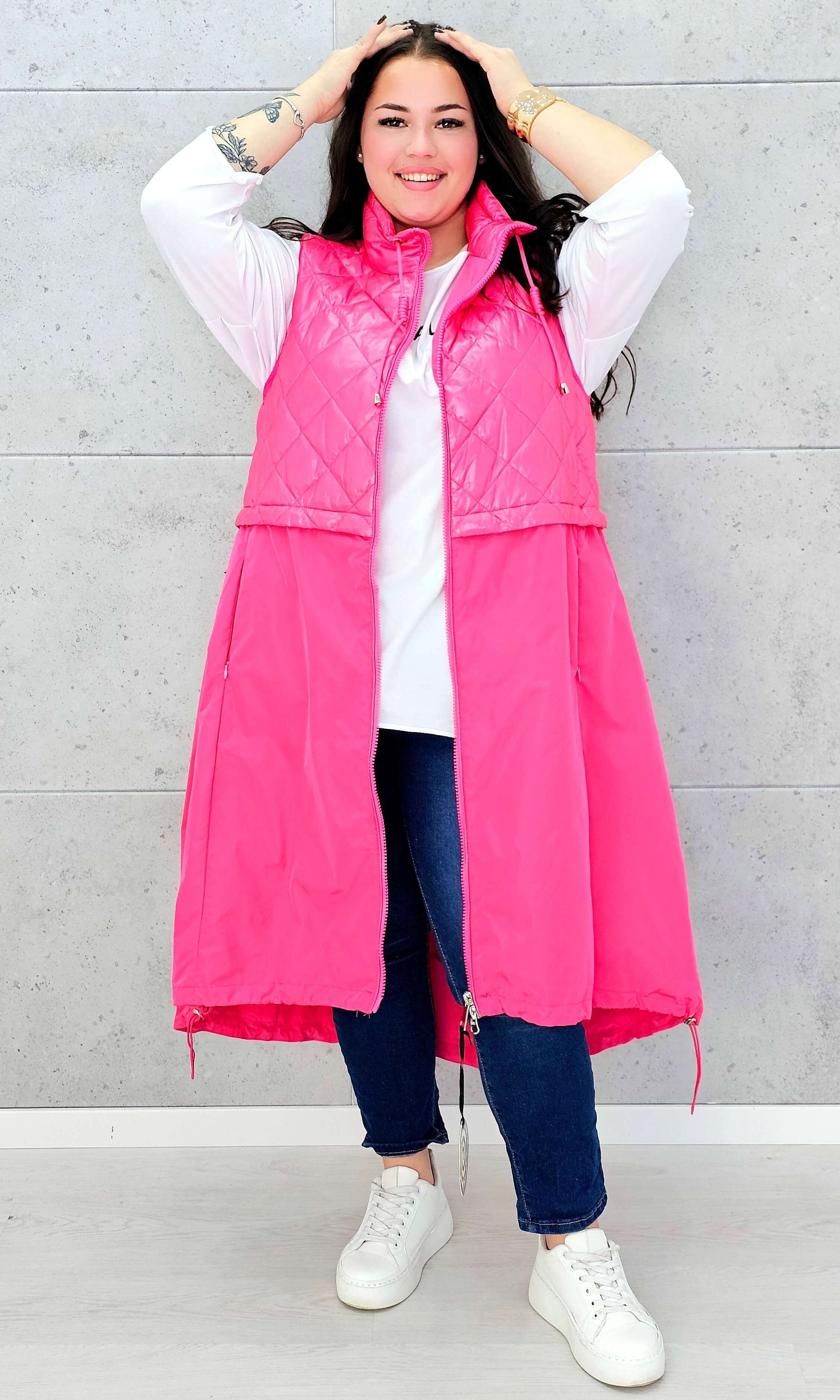 Długa kamizelka z pikowaną górą Stylowa XL