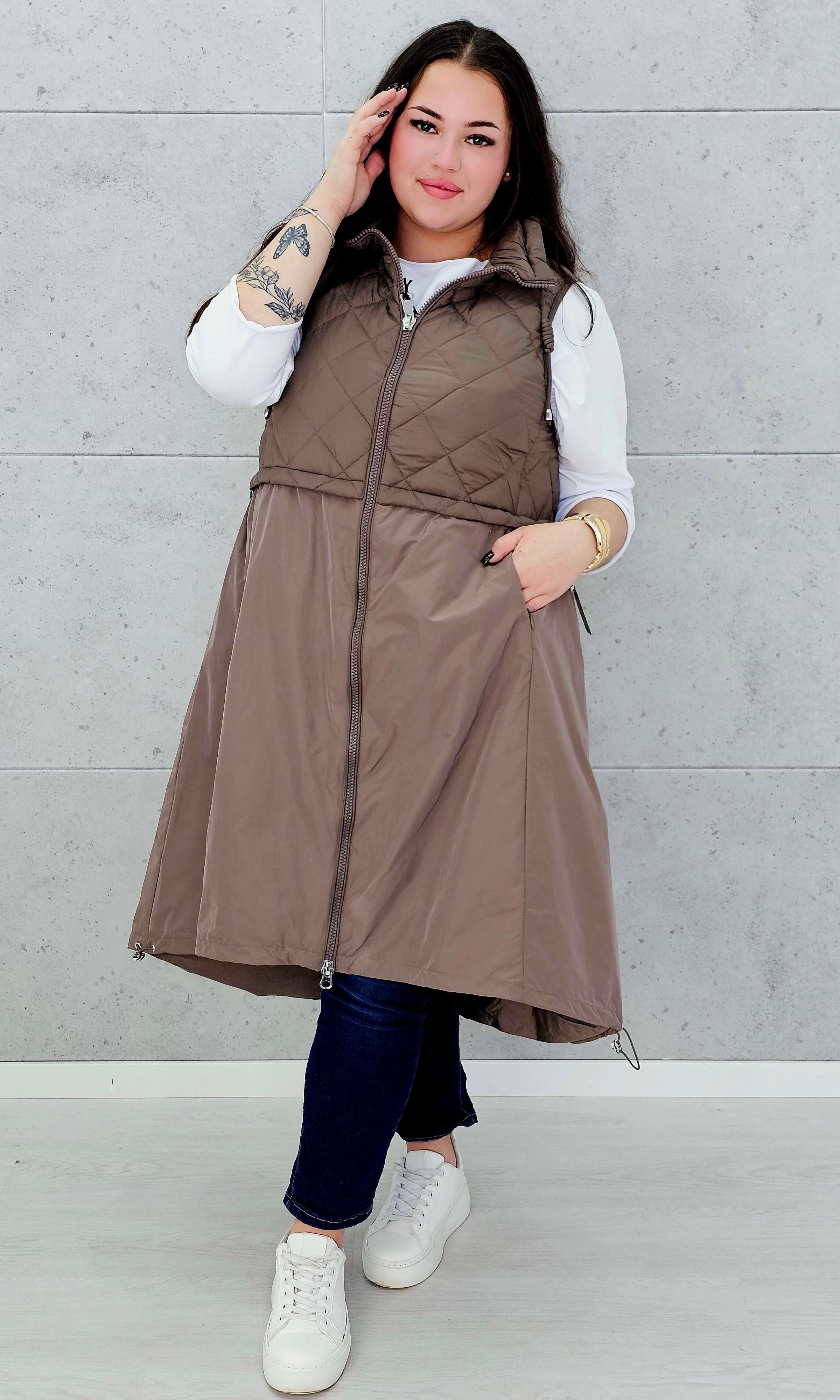 Długa kamizelka z pikowaną górą Stylowa XL