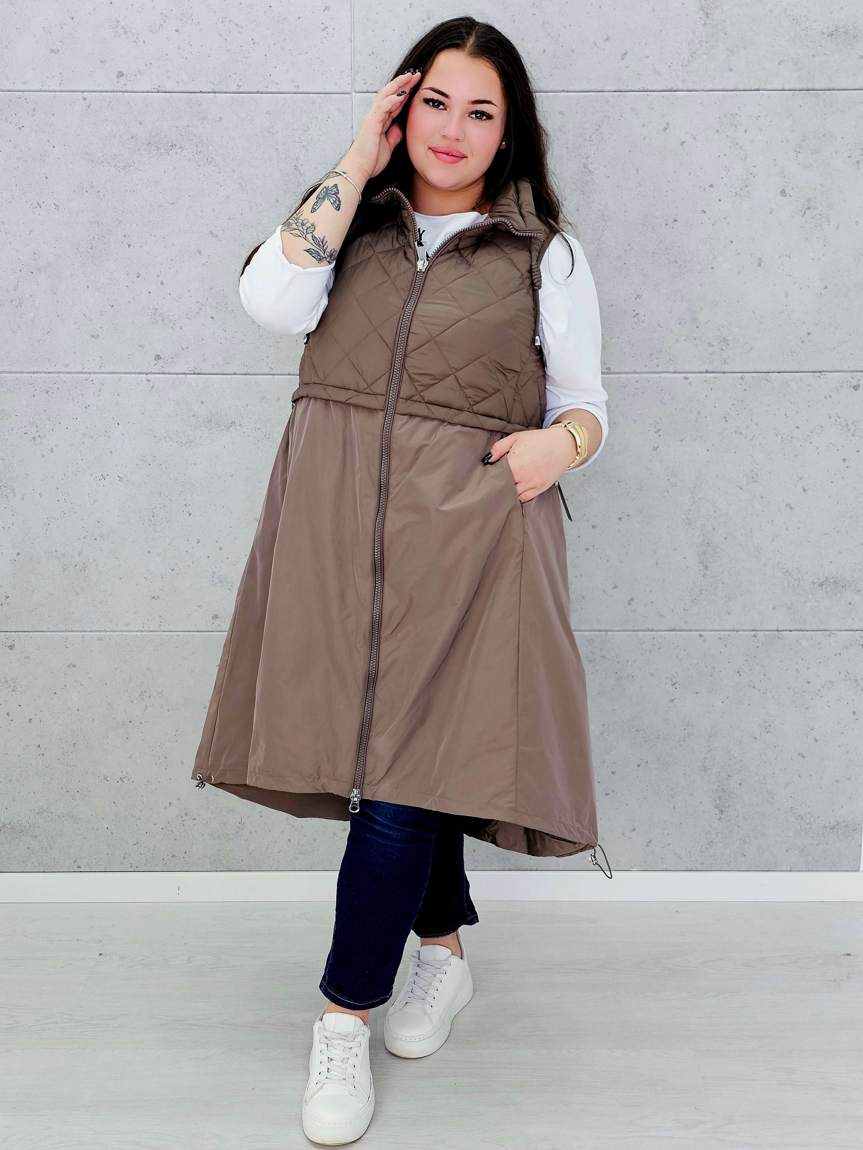 Długa kamizelka z pikowaną górą Stylowa XL