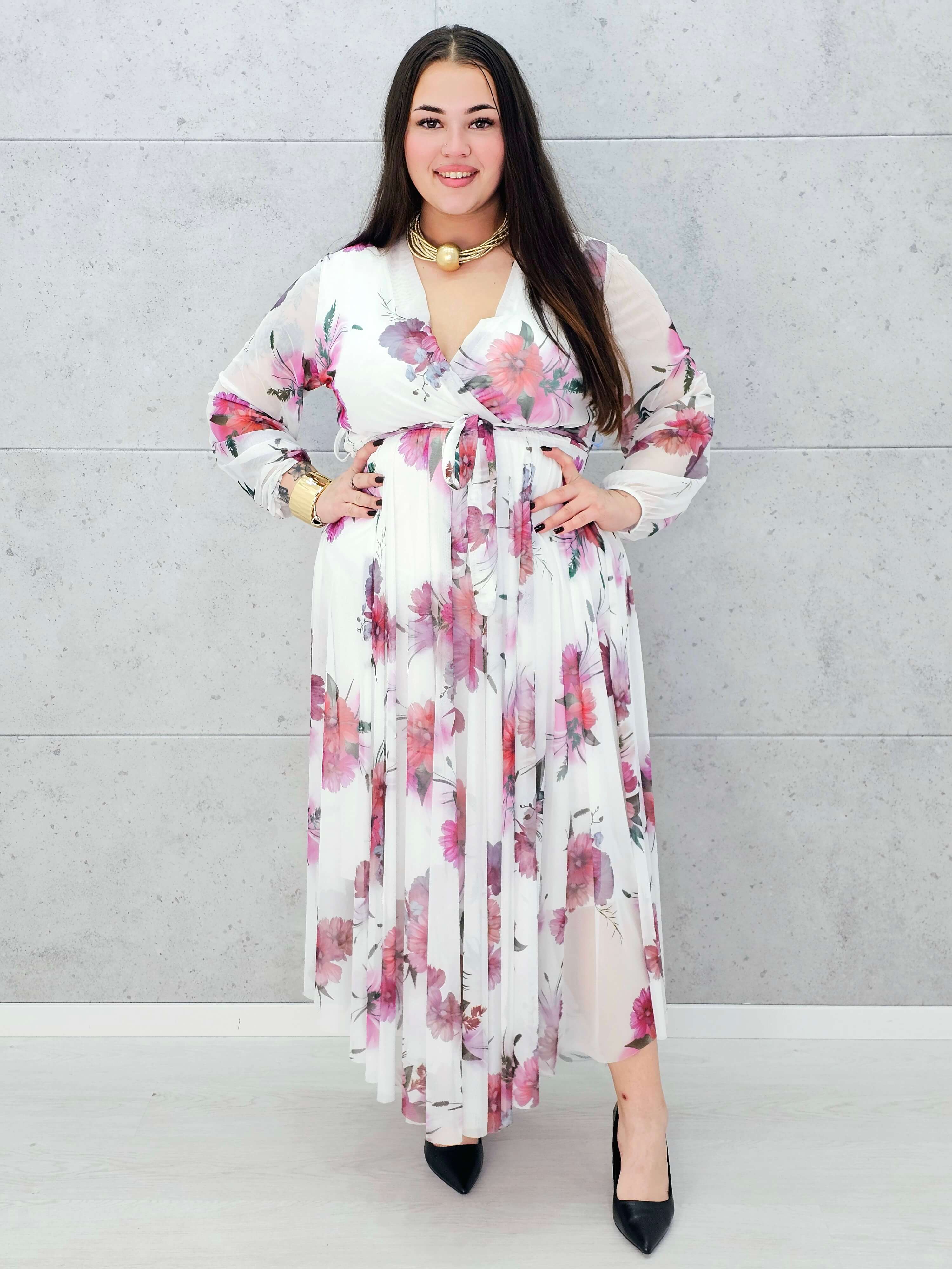 Sukienka z Siateczkowym Wykończeniem Plus Size StylowaXL – Romantyczna Elegancja i Lekkość Stylowa XL