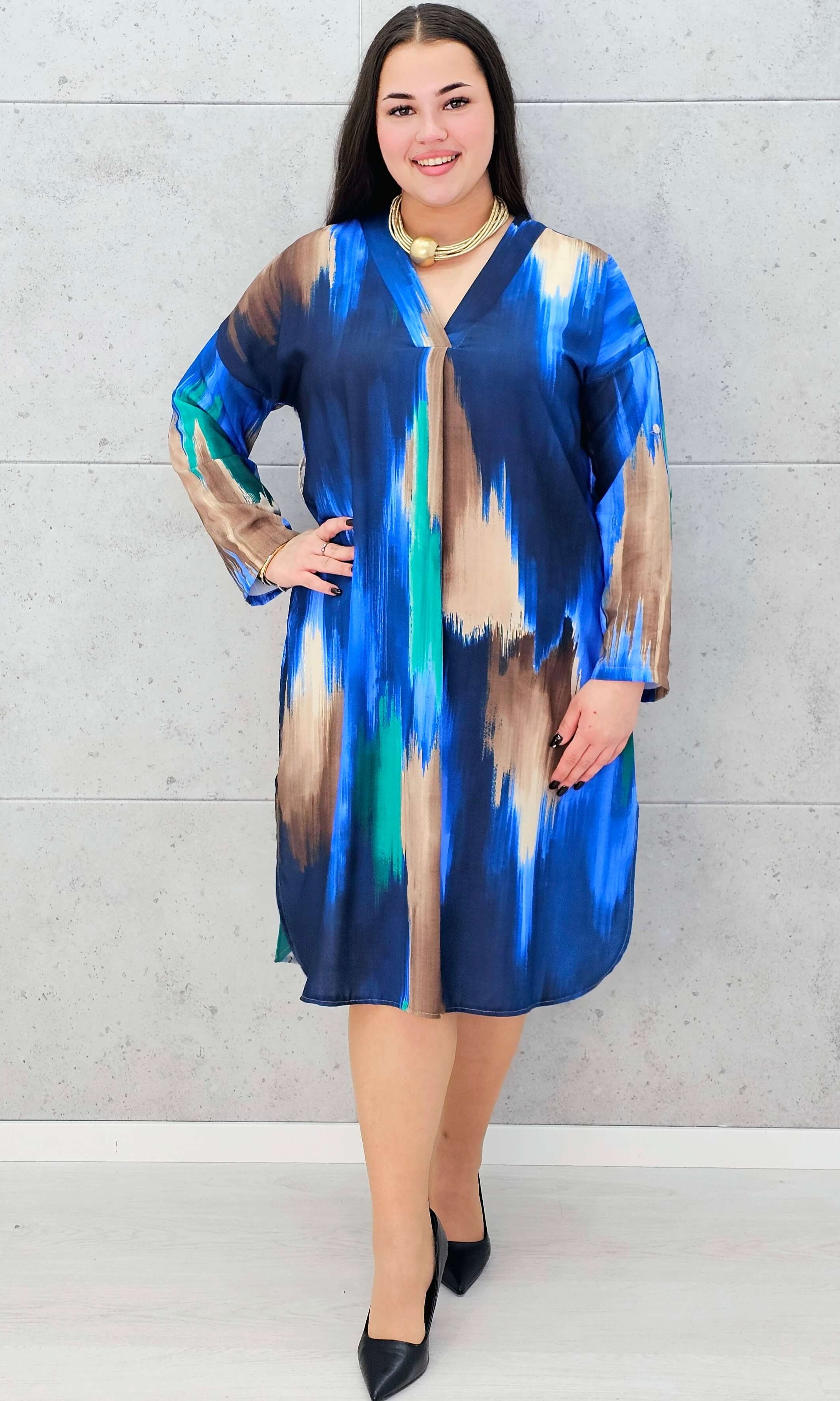 Sukienka wielokolorowa z paseczkiem Stylowa XL