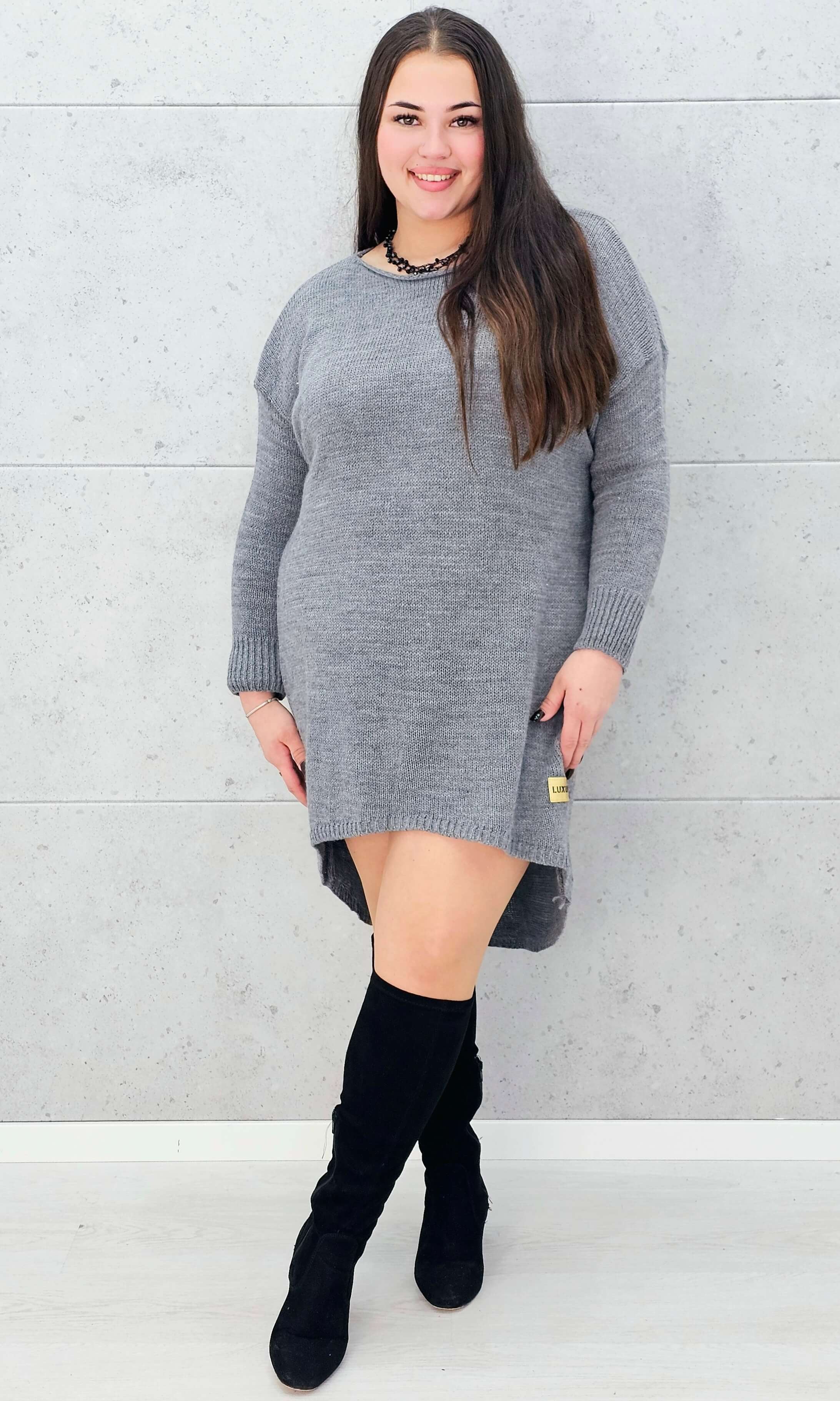 Sweter-Tunika z Ażurowym Splotem Stylowa XL