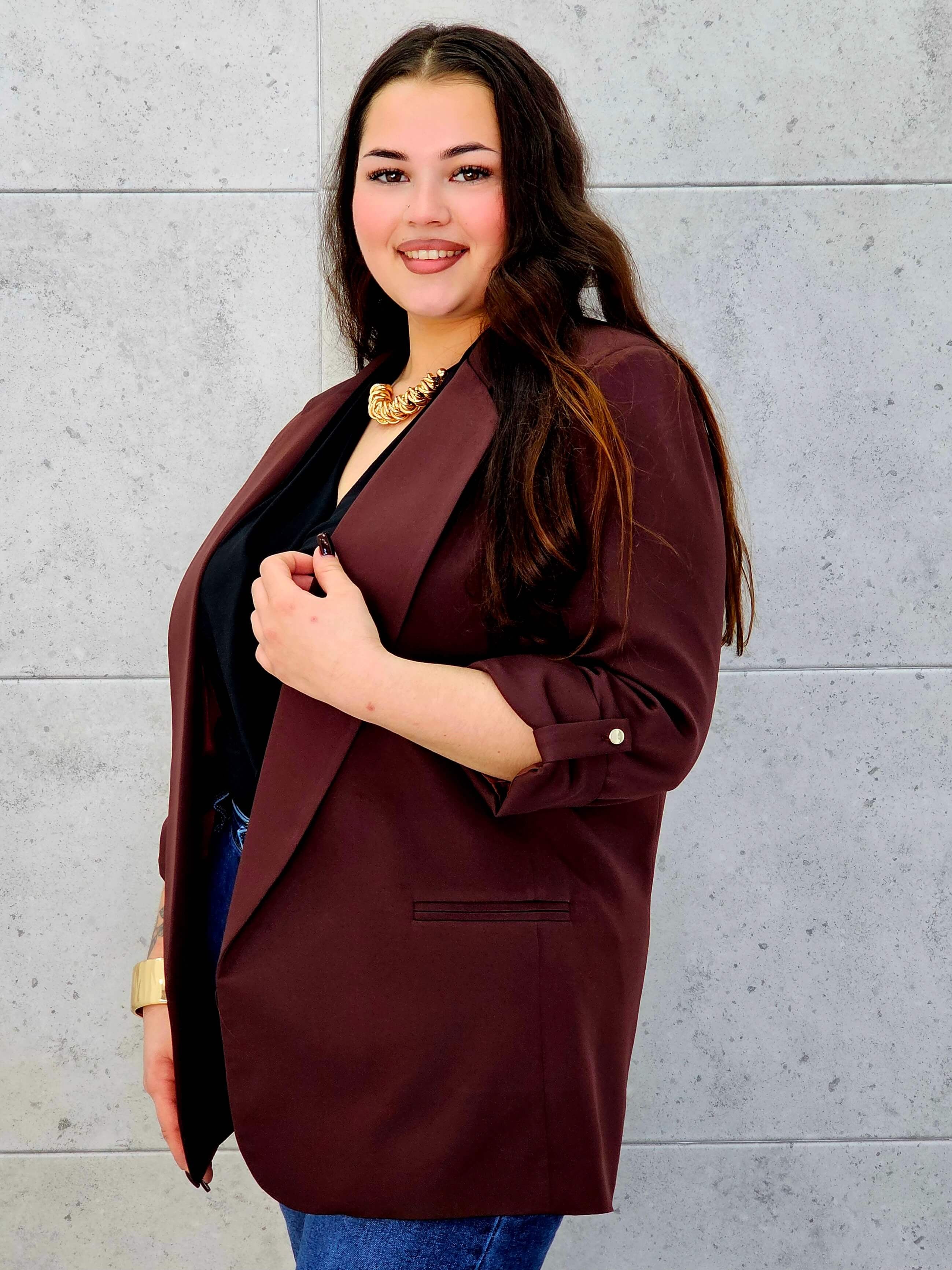 Marynarka bordowa od boku