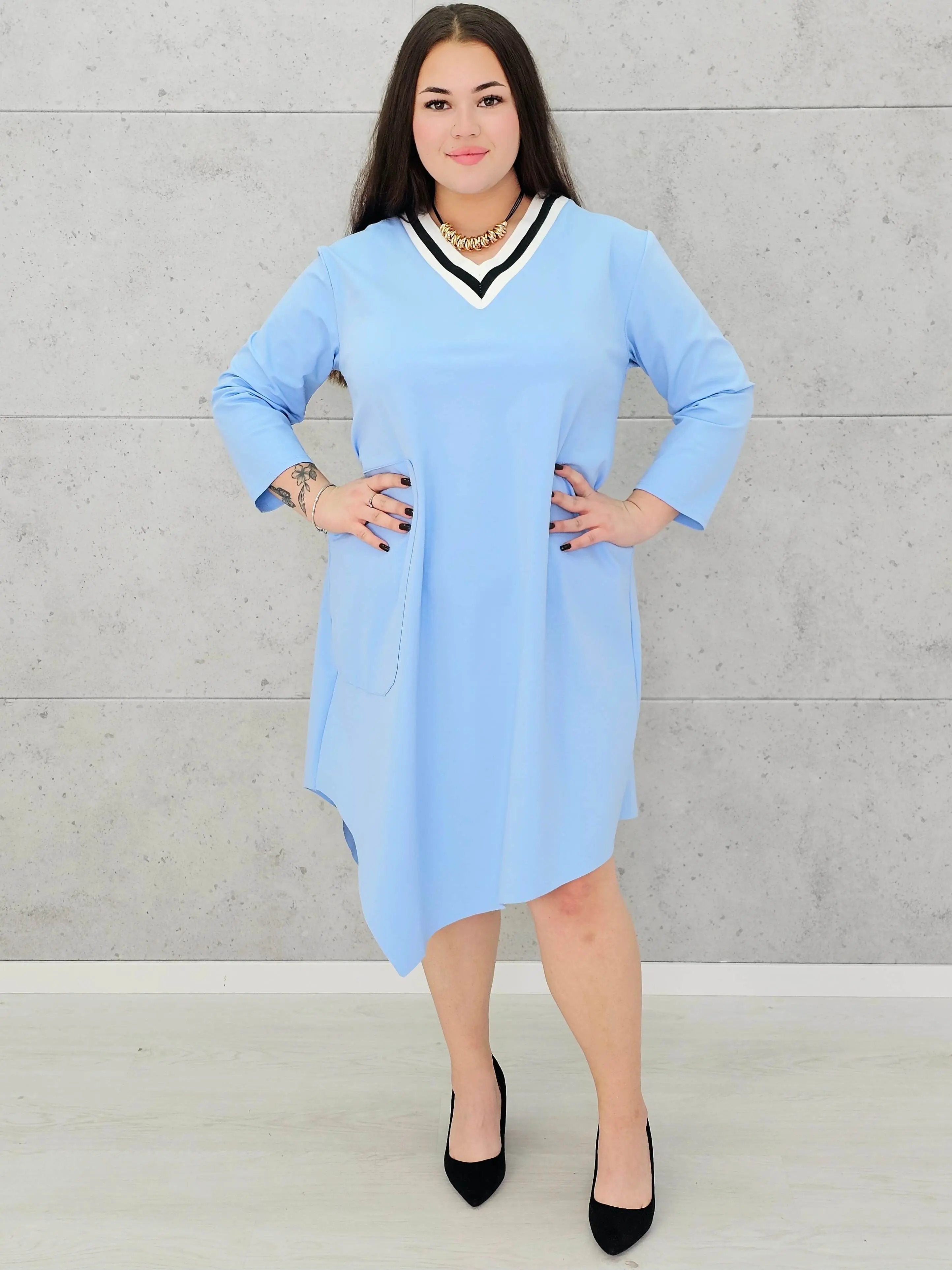 Asymetryczna sukienka z dekoltem V moda dla kobiet plus size Stylowa XL