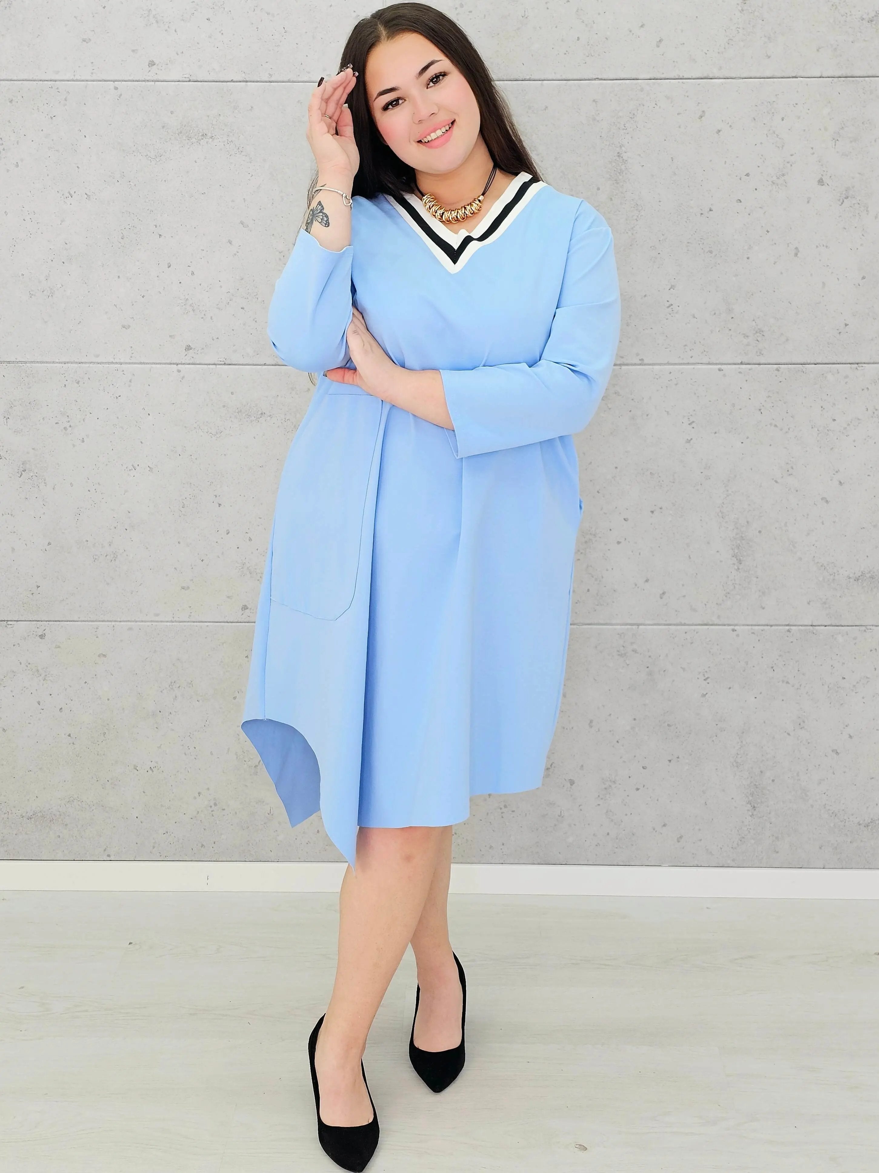 Asymetryczna sukienka z dekoltem V moda dla kobiet plus size Stylowa XL