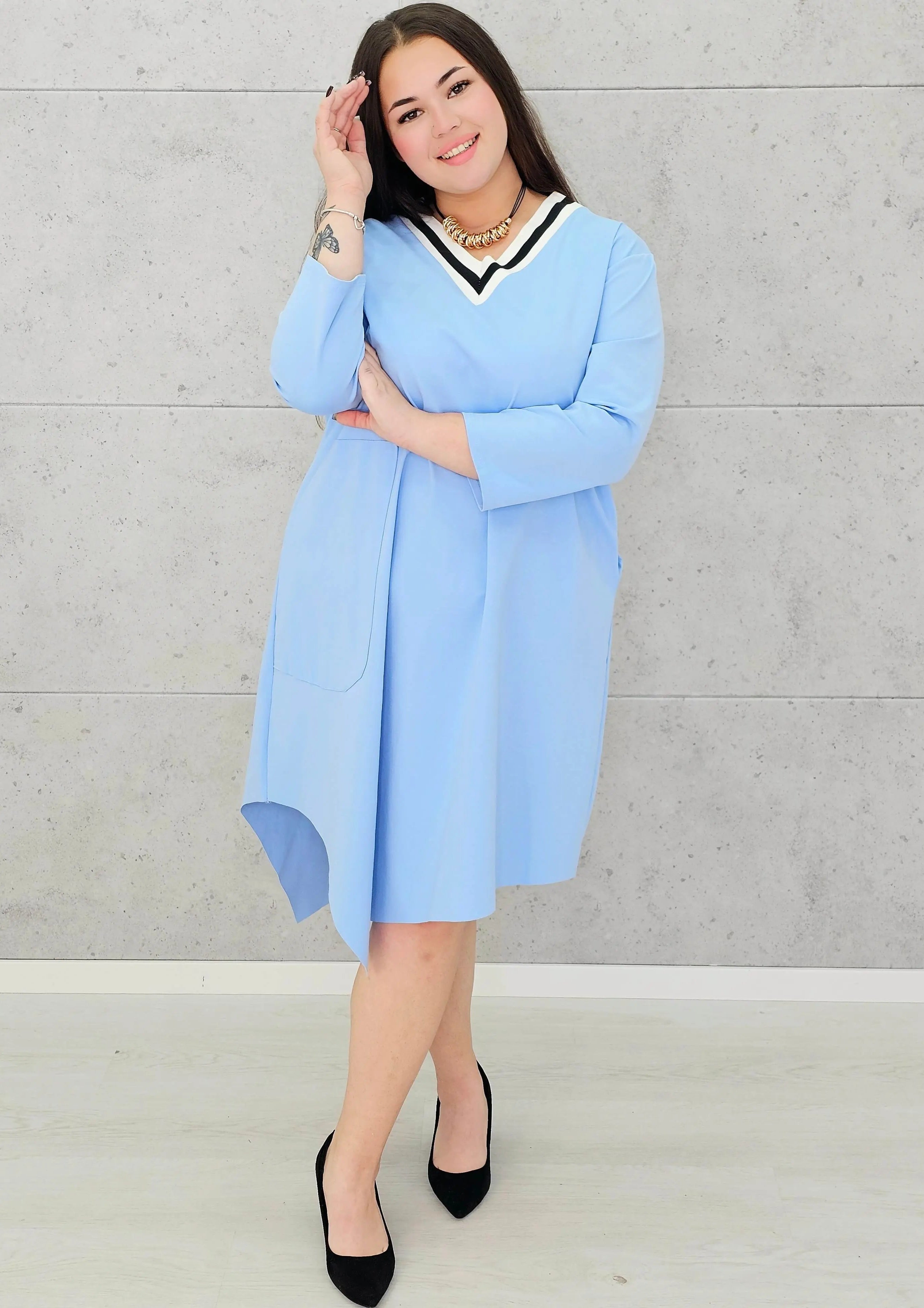 Asymetryczna sukienka z dekoltem V moda dla kobiet plus size Stylowa XL