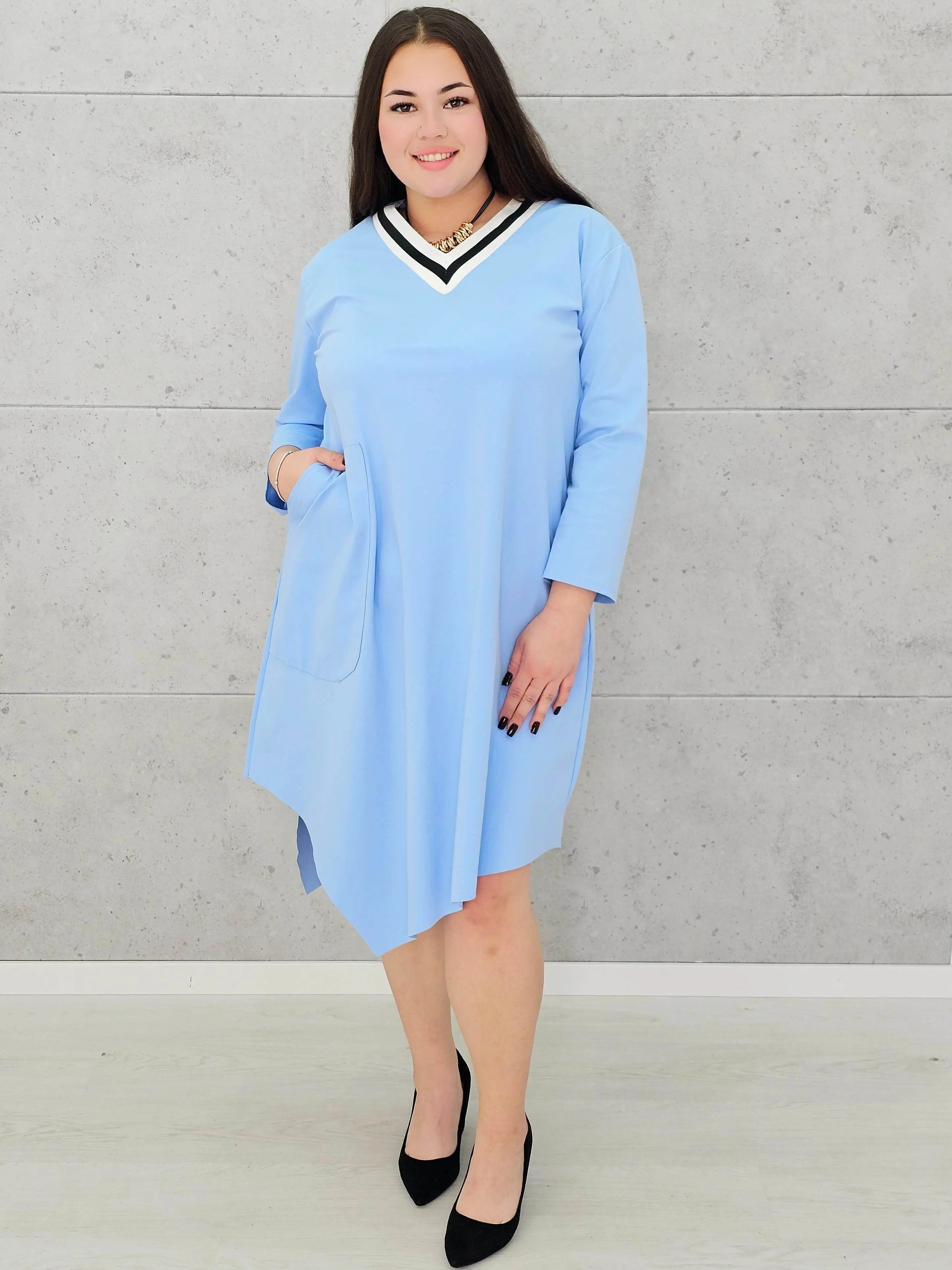 Asymetryczna sukienka z dekoltem V moda dla kobiet plus size Stylowa XL