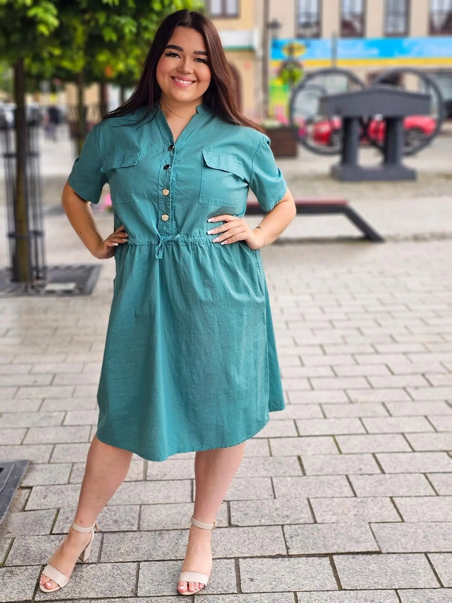 Bawełniana sukienka koszulowa Stylowa XL