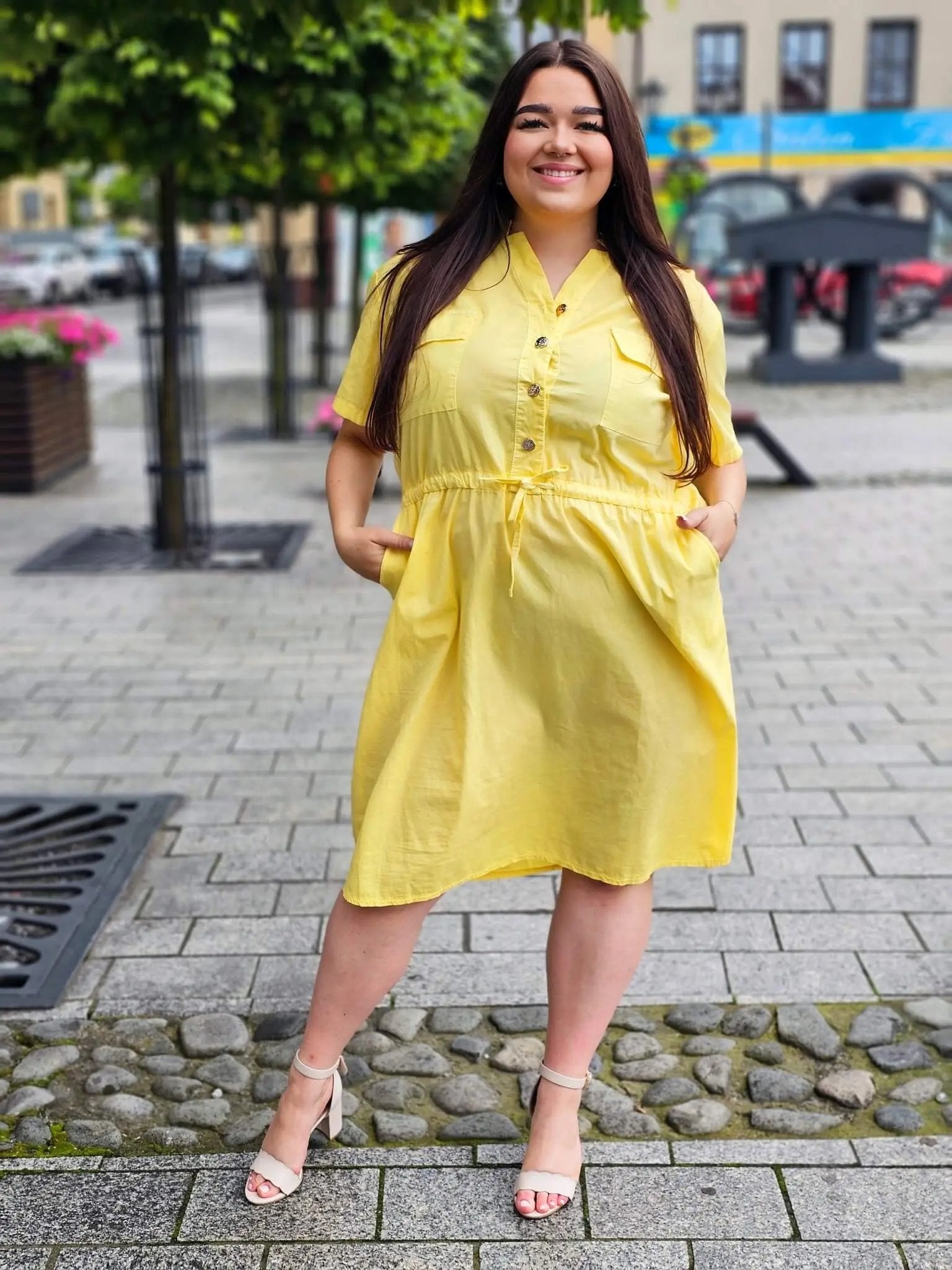 Bawełniana sukienka koszulowa Stylowa XL