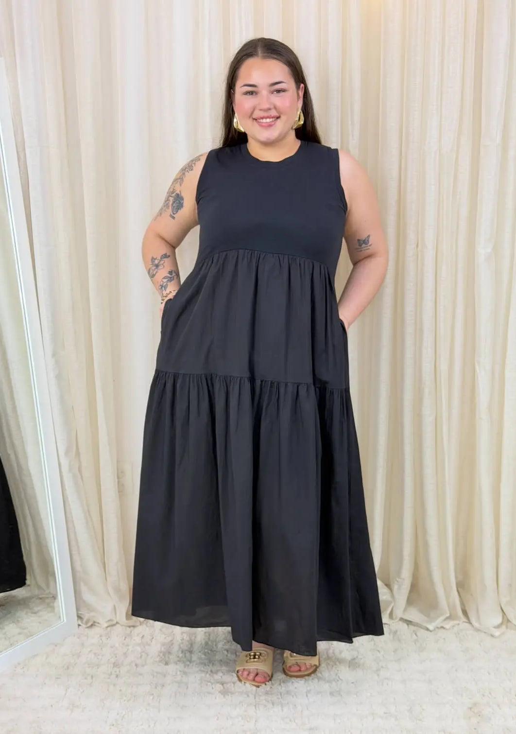 Bawełniana sukienka maxi bez rękawów Stylowa XL