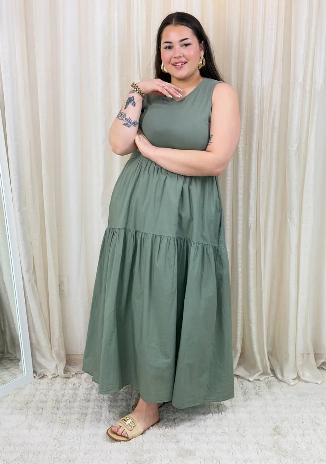 Bawełniana sukienka maxi bez rękawów Stylowa XL