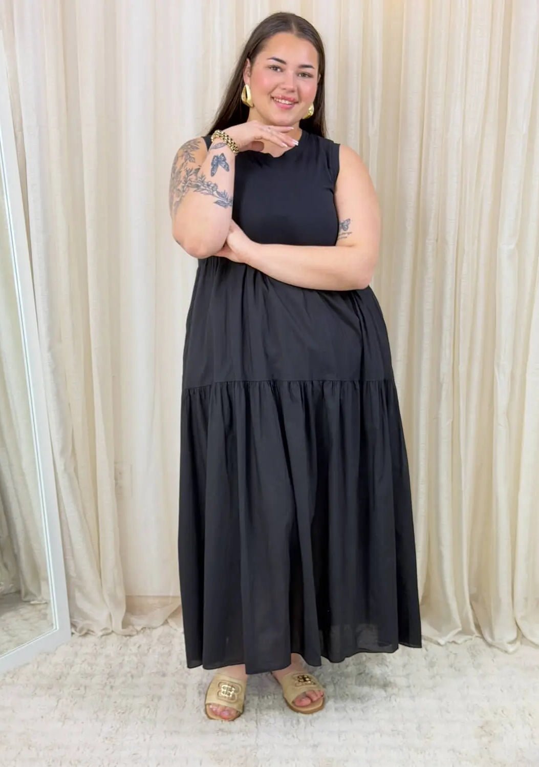 Bawełniana sukienka maxi bez rękawów Stylowa XL