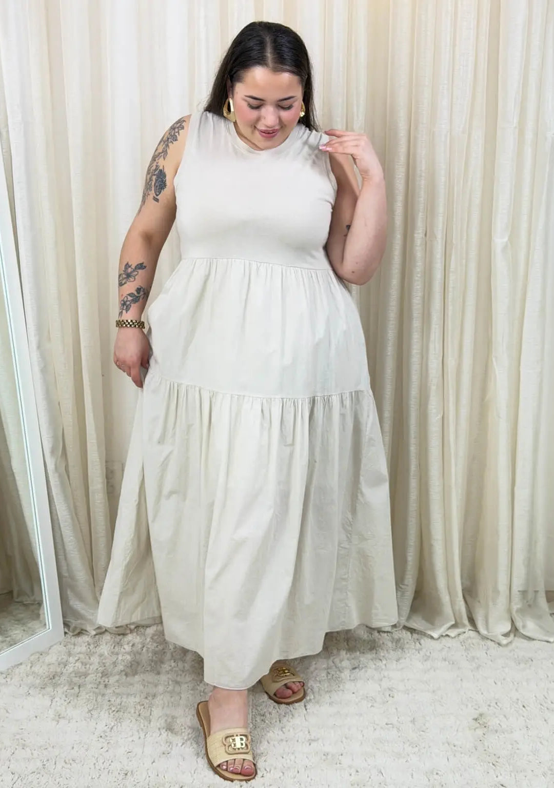 Bawełniana sukienka maxi bez rękawów Stylowa XL