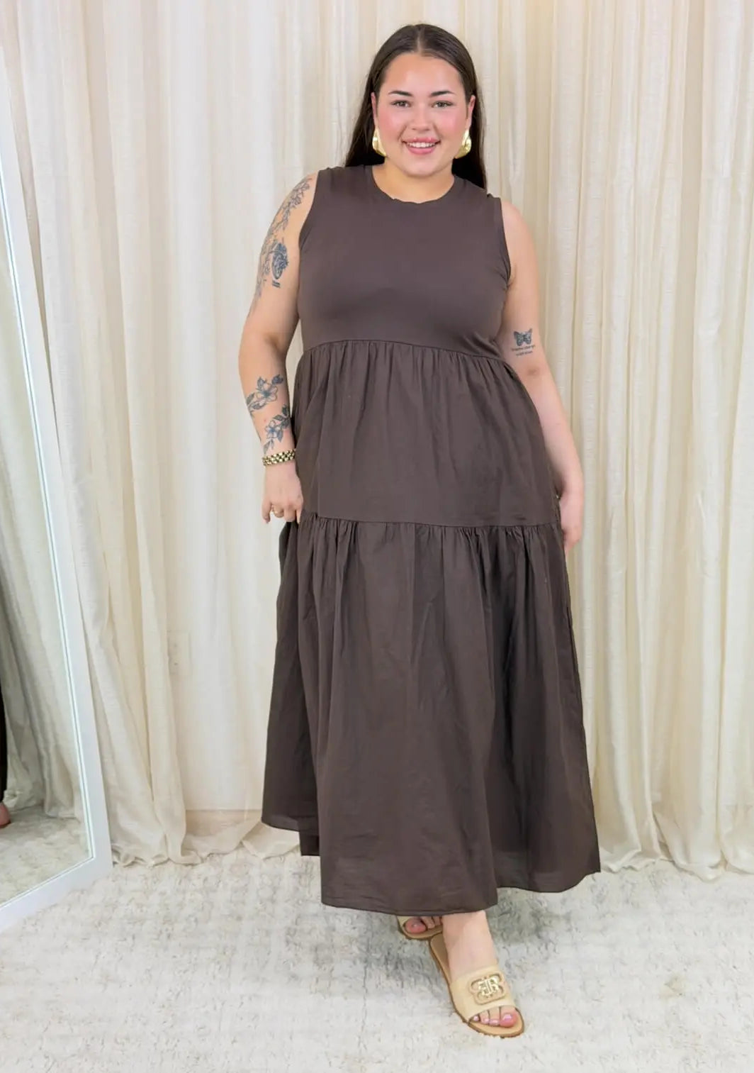 Bawełniana sukienka maxi bez rękawów Stylowa XL