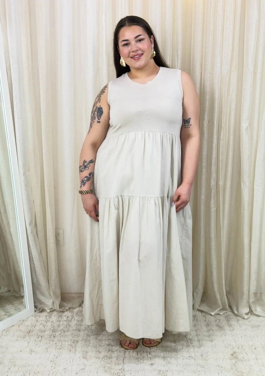 Bawełniana sukienka maxi bez rękawów Stylowa XL