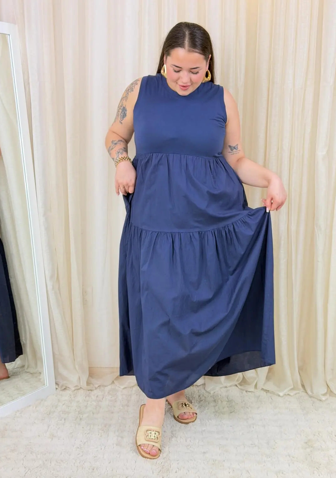 Bawełniana sukienka maxi bez rękawów Stylowa XL