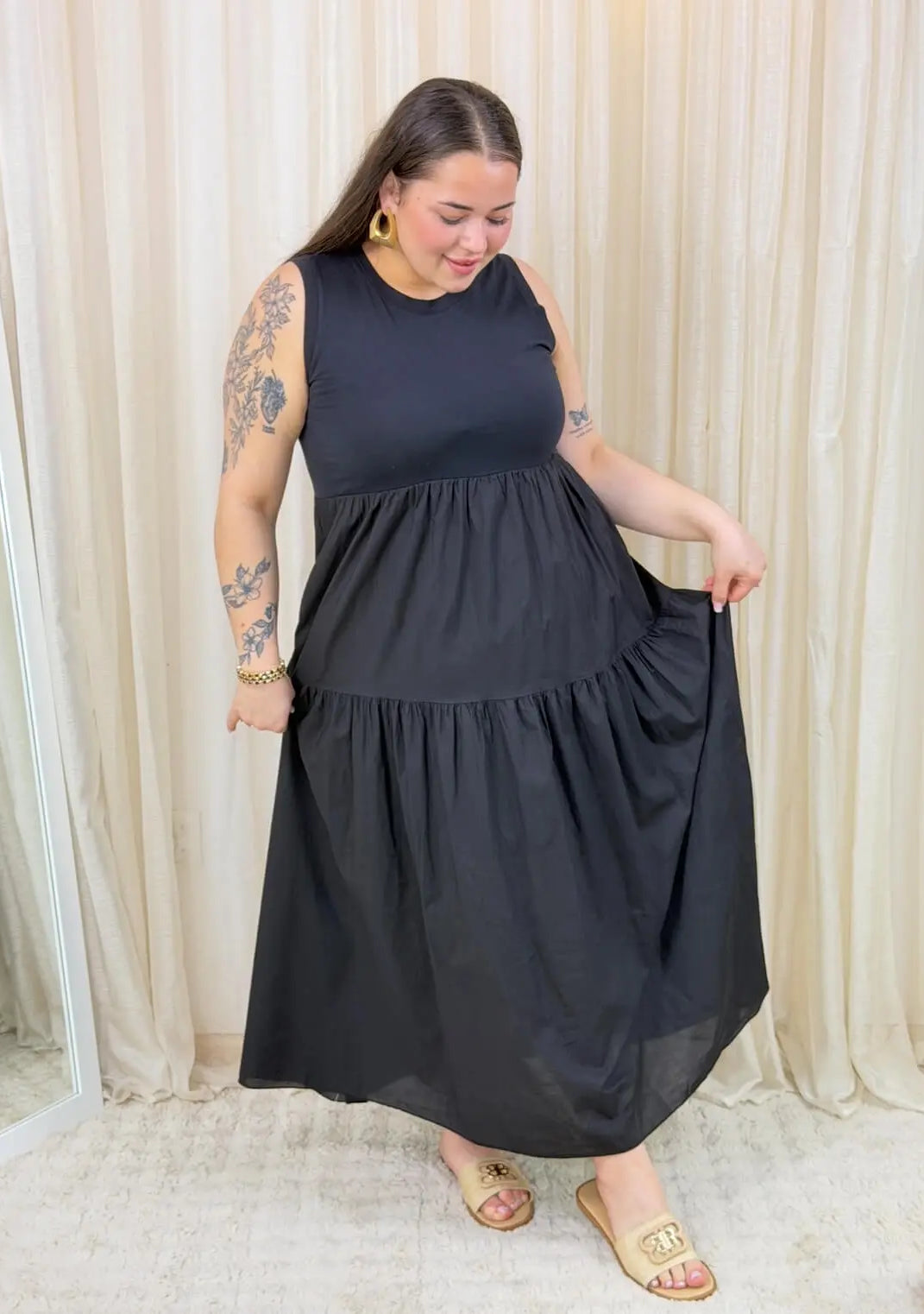 Bawełniana sukienka maxi bez rękawów Stylowa XL