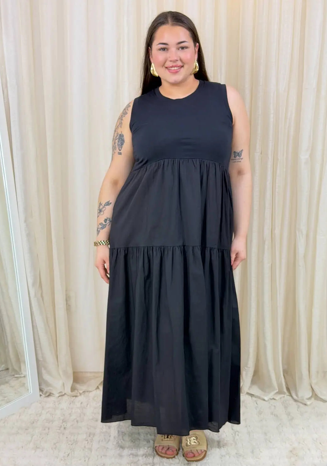 Bawełniana sukienka maxi bez rękawów Stylowa XL