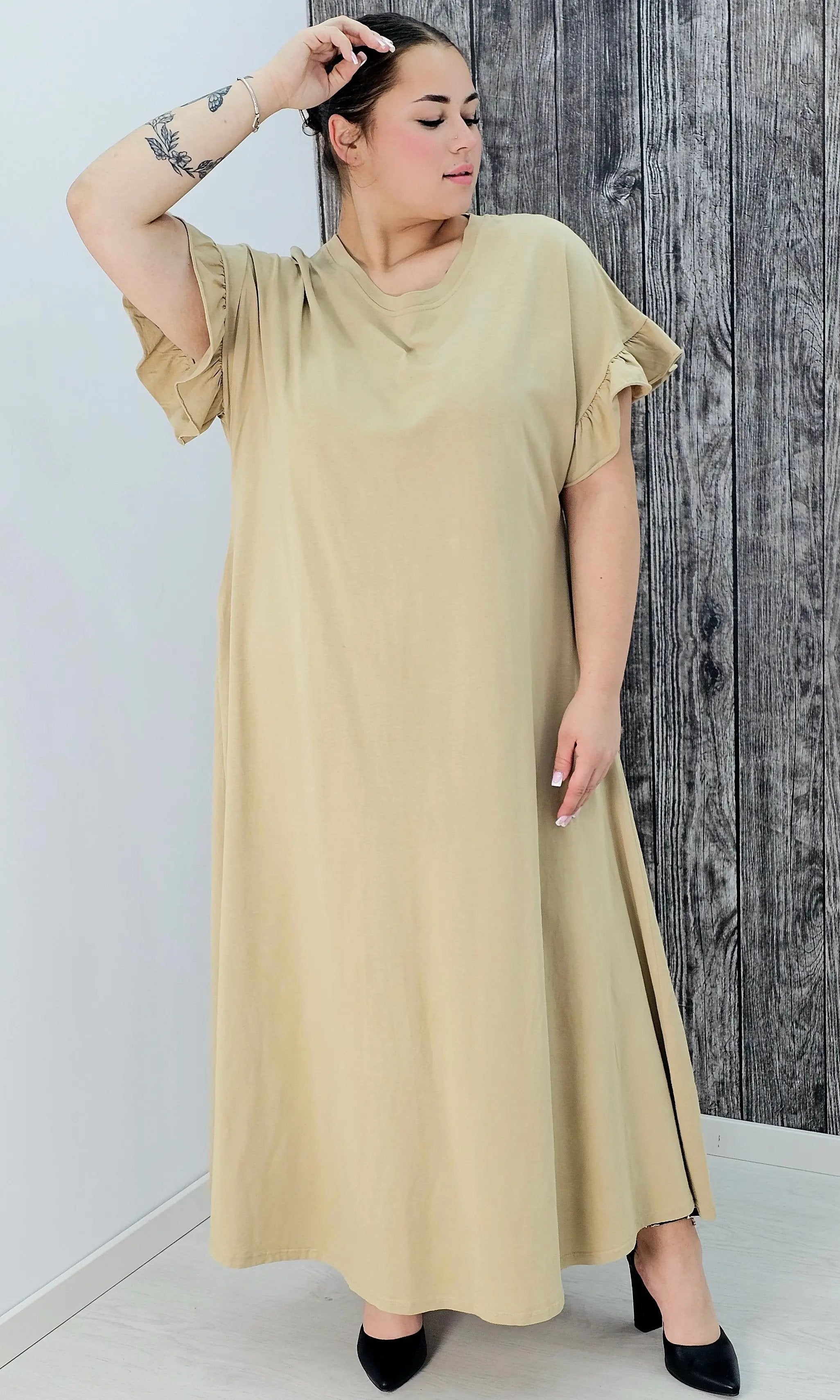 Bawełniana sukienka maxi z falbankami Stylowa XL