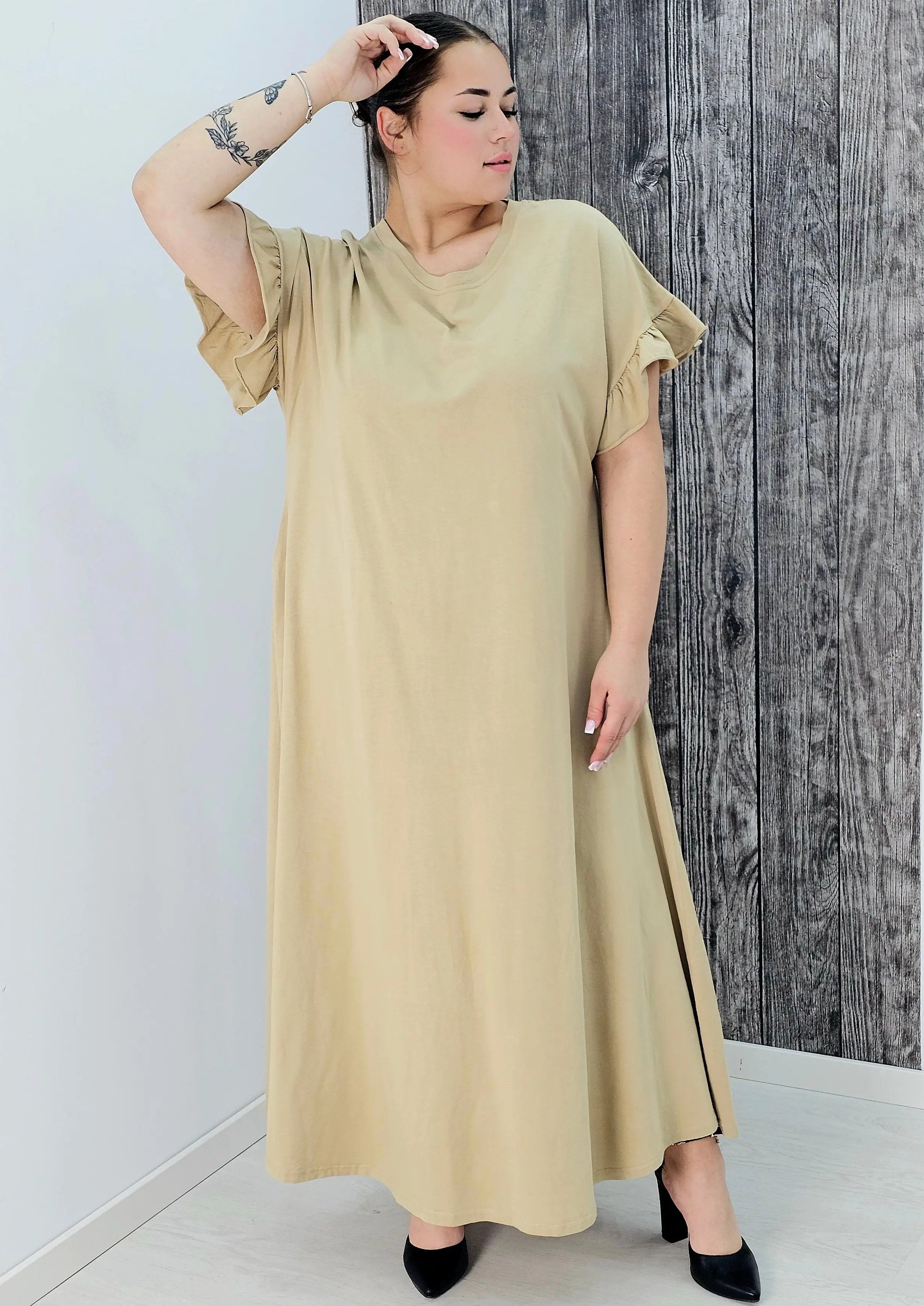 Bawełniana sukienka maxi z falbankami Stylowa XL