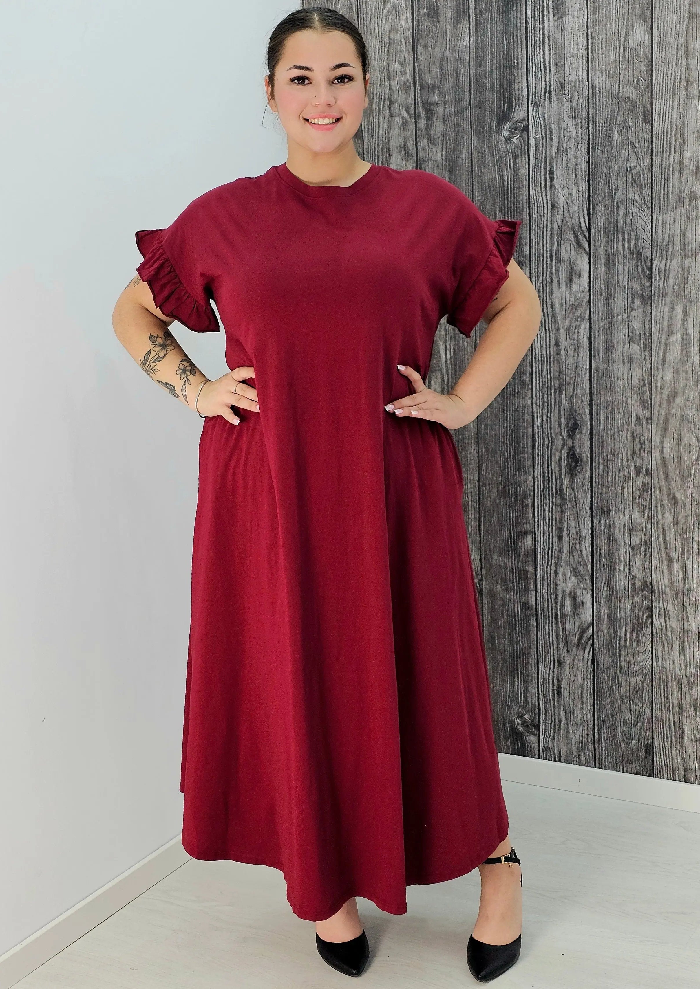 Bawełniana sukienka maxi z falbankami Stylowa XL