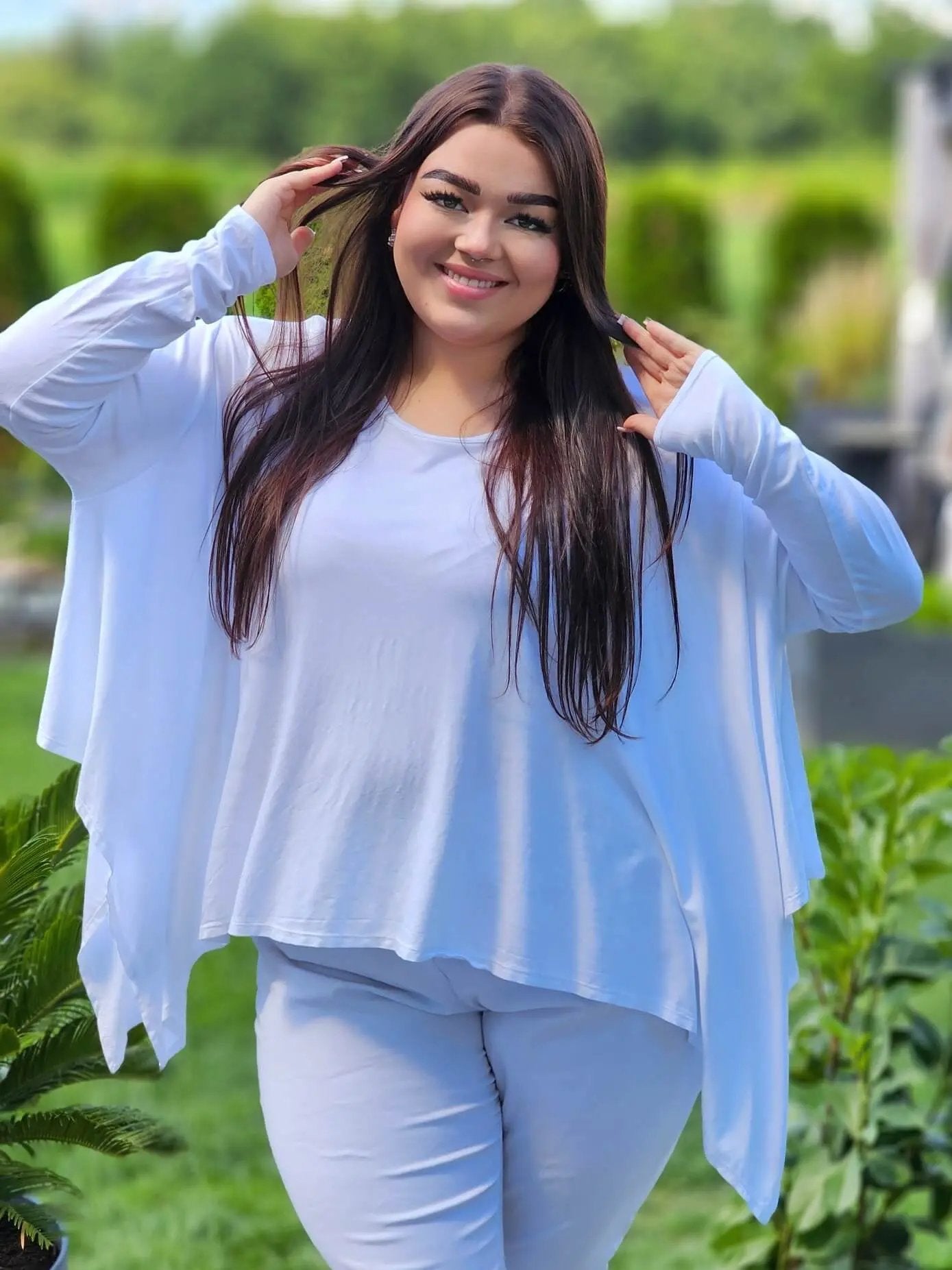 Biała bluzka z luźnym krojem Stylowa XL