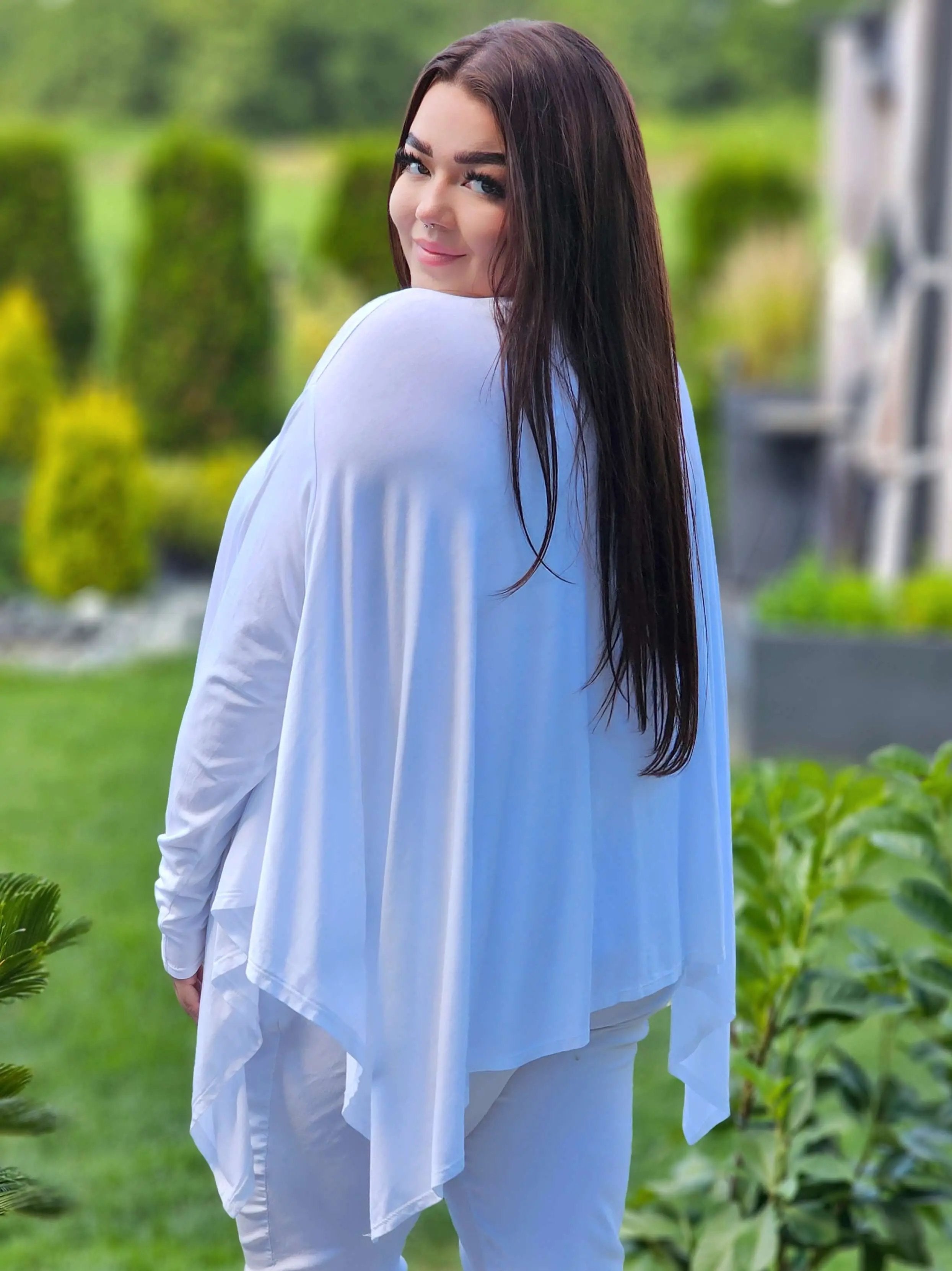 Biała bluzka z luźnym krojem Stylowa XL