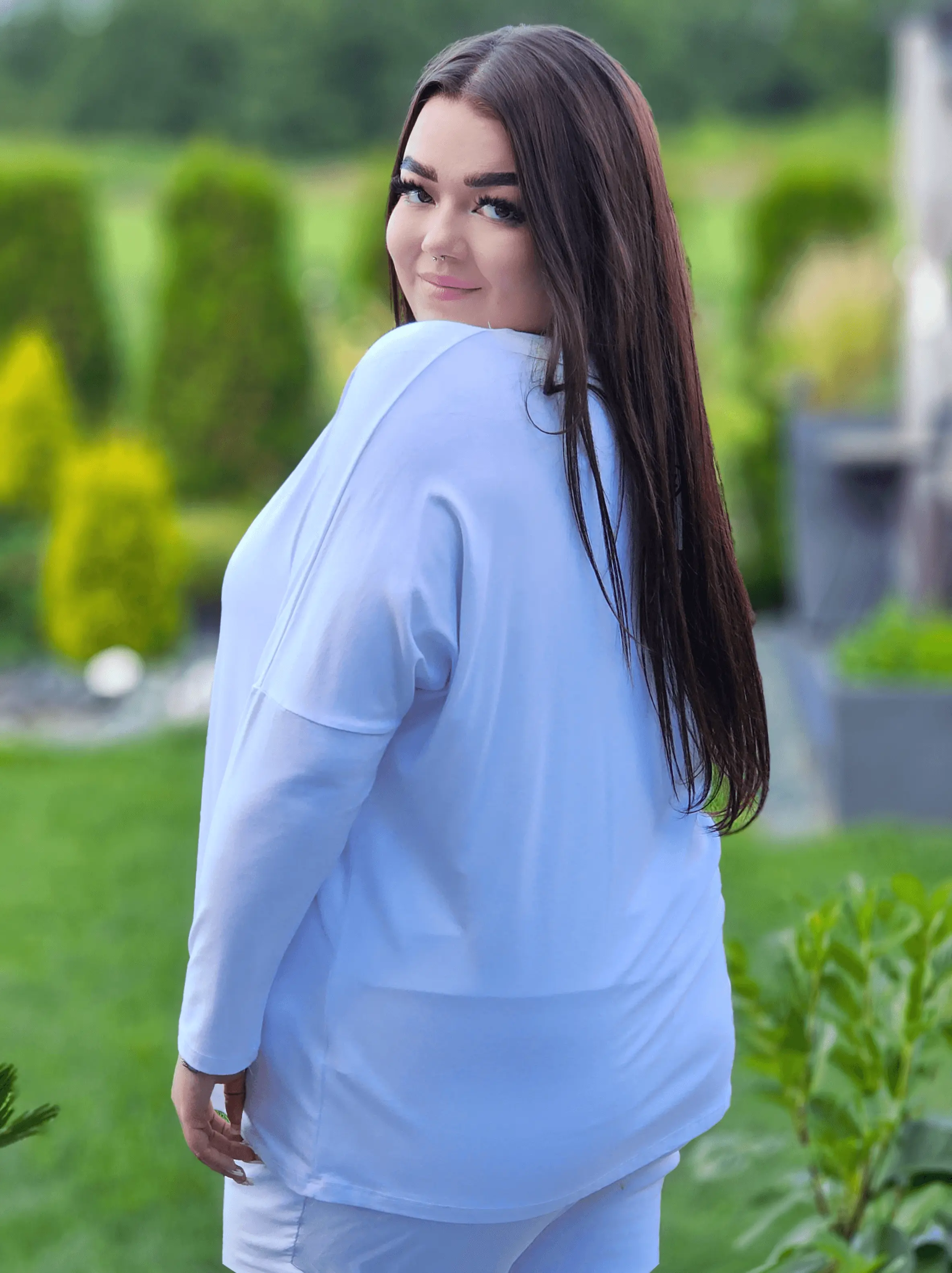 Biała bluzka z parasolkami Stylowa XL