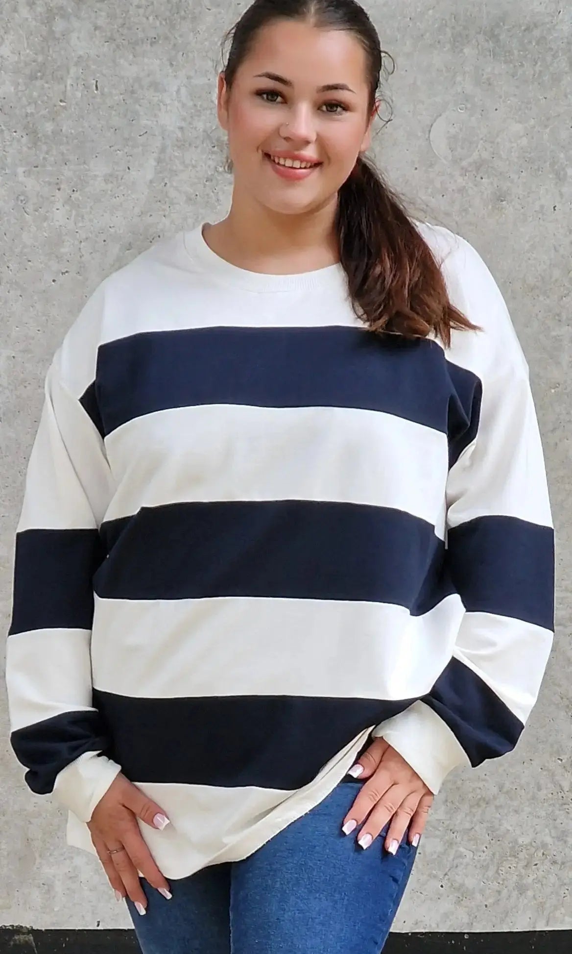 Bluza oversize w szerokie pasy Stylowa XL
