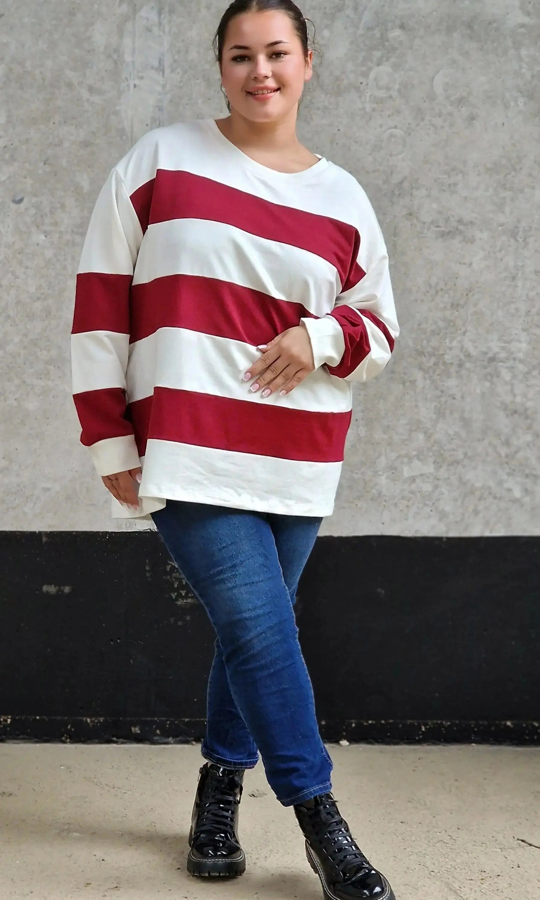 Bluza oversize w szerokie pasy Stylowa XL