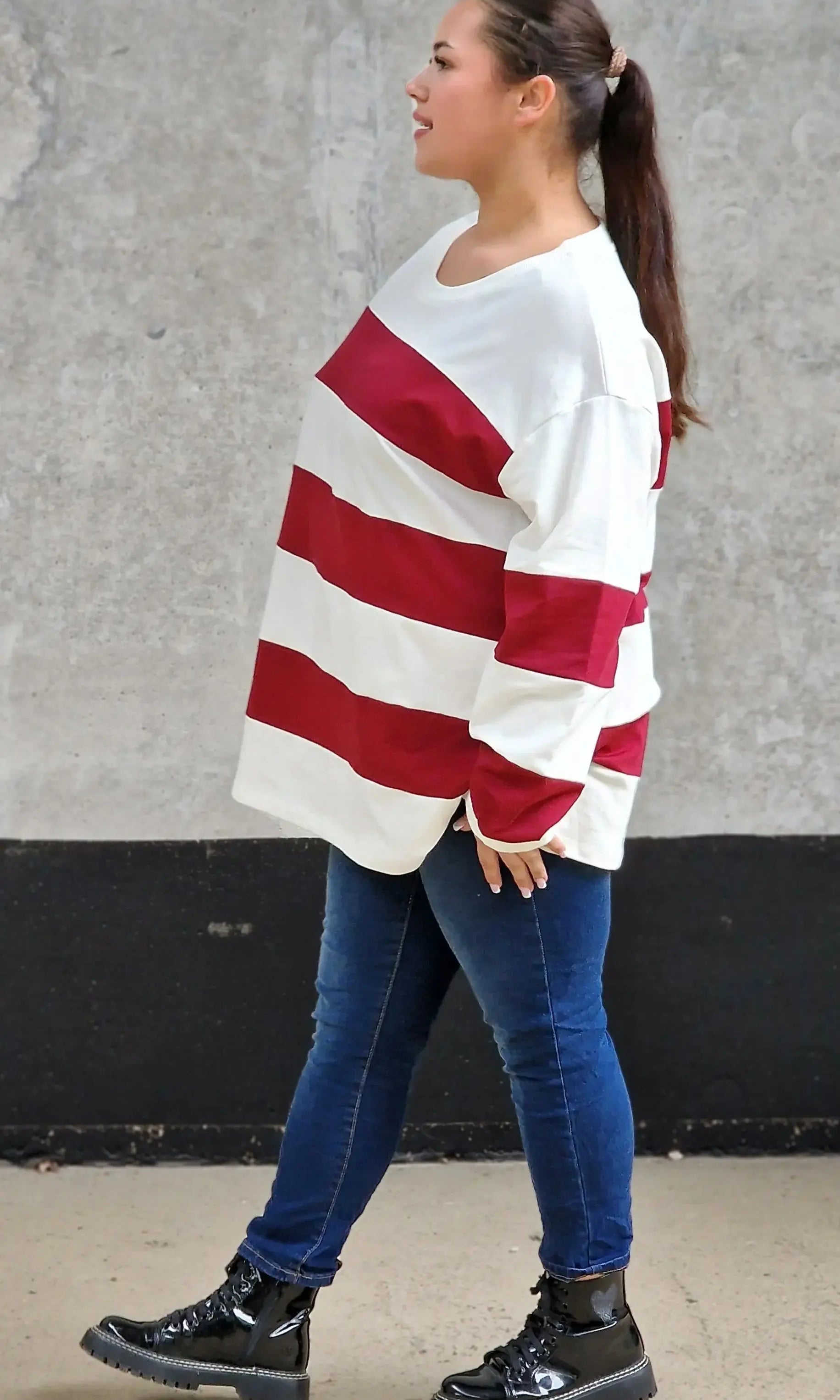 Bluza oversize w szerokie pasy Stylowa XL