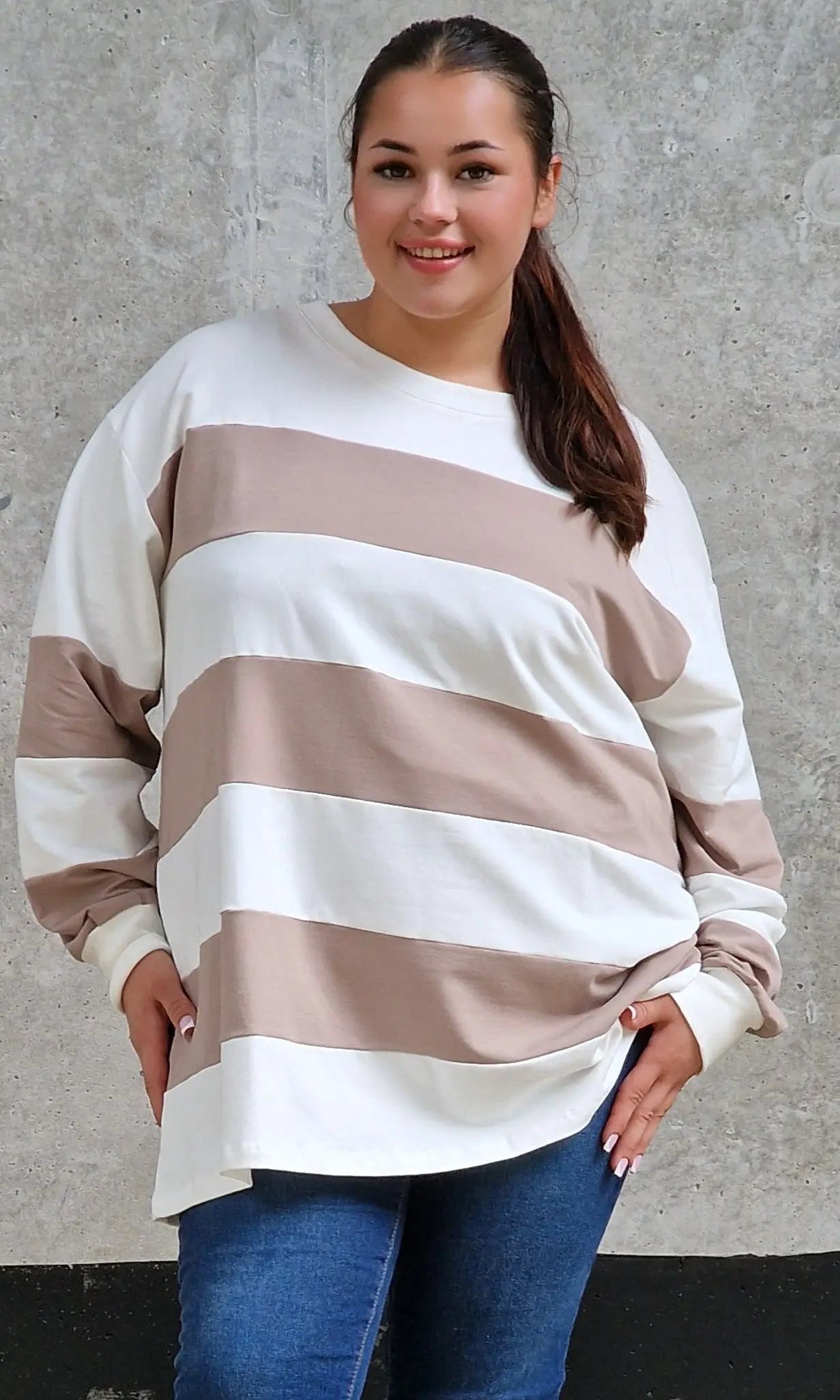 Bluza oversize w szerokie pasy Stylowa XL