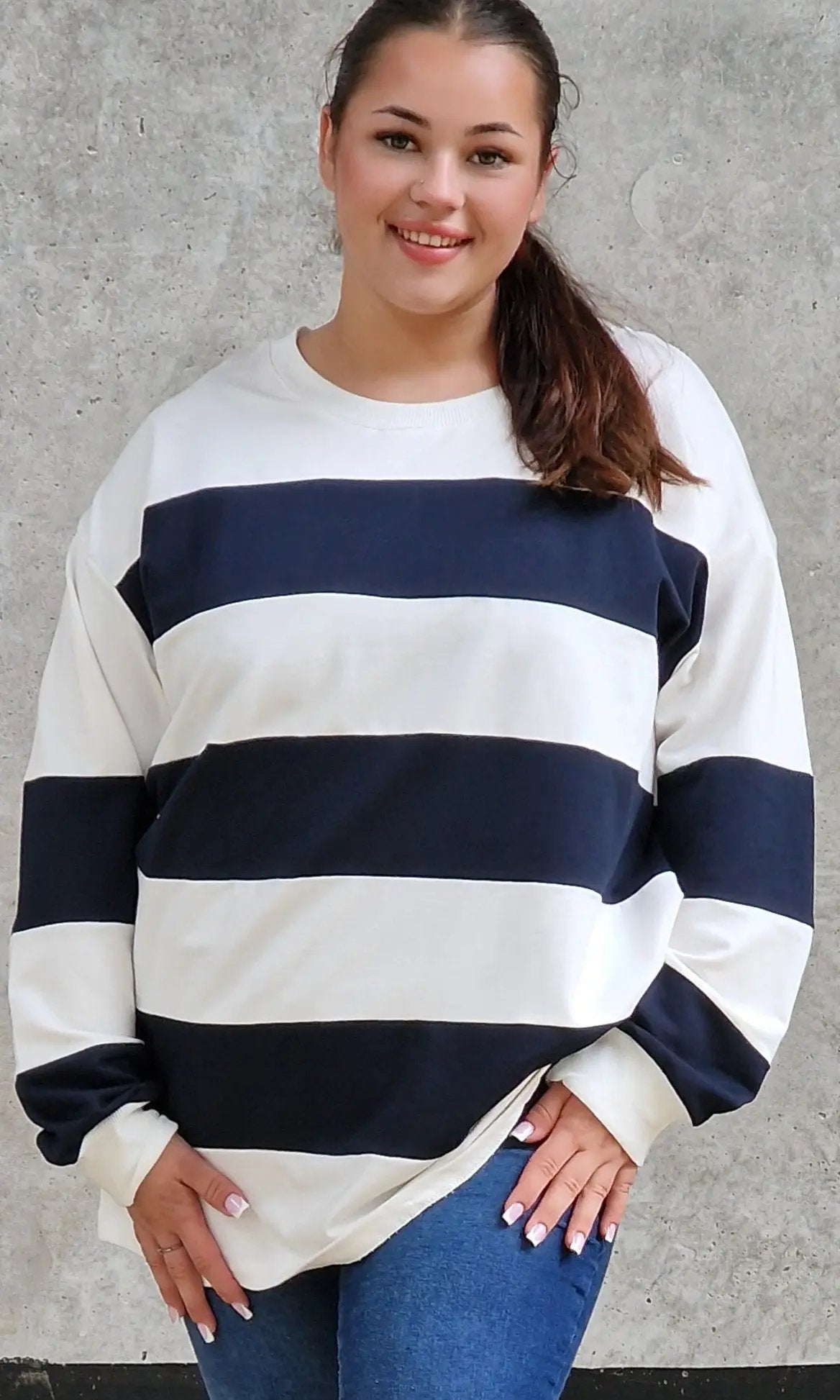 Bluza oversize w szerokie pasy Stylowa XL