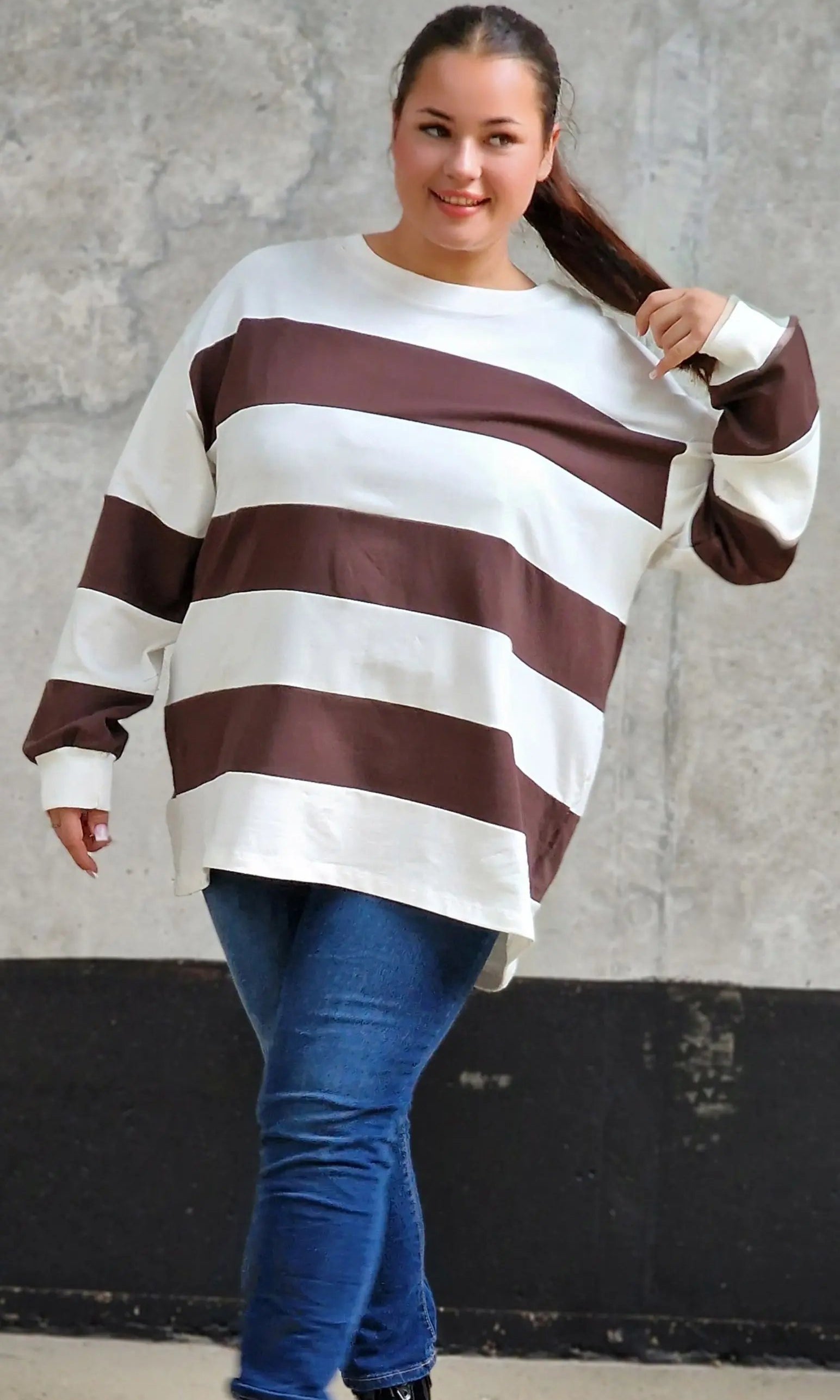 Bluza oversize w szerokie pasy Stylowa XL