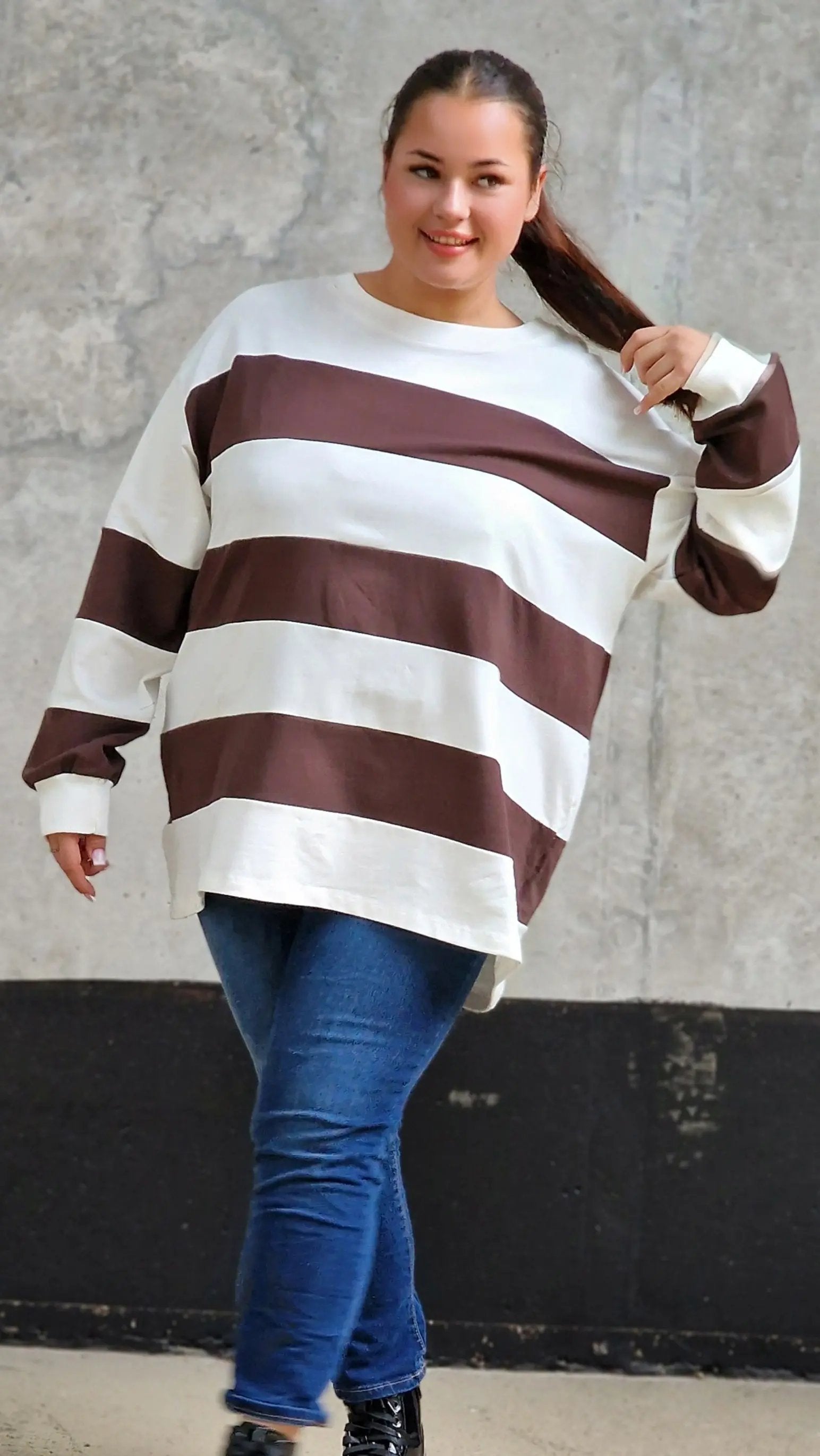 Bluza oversize w szerokie pasy Stylowa XL