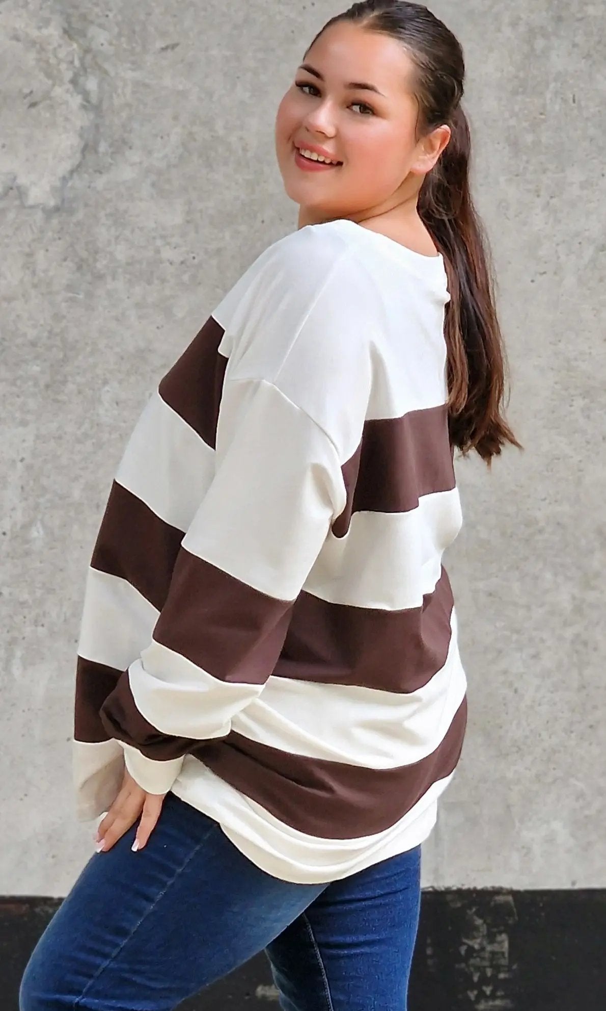 Bluza oversize w szerokie pasy Stylowa XL