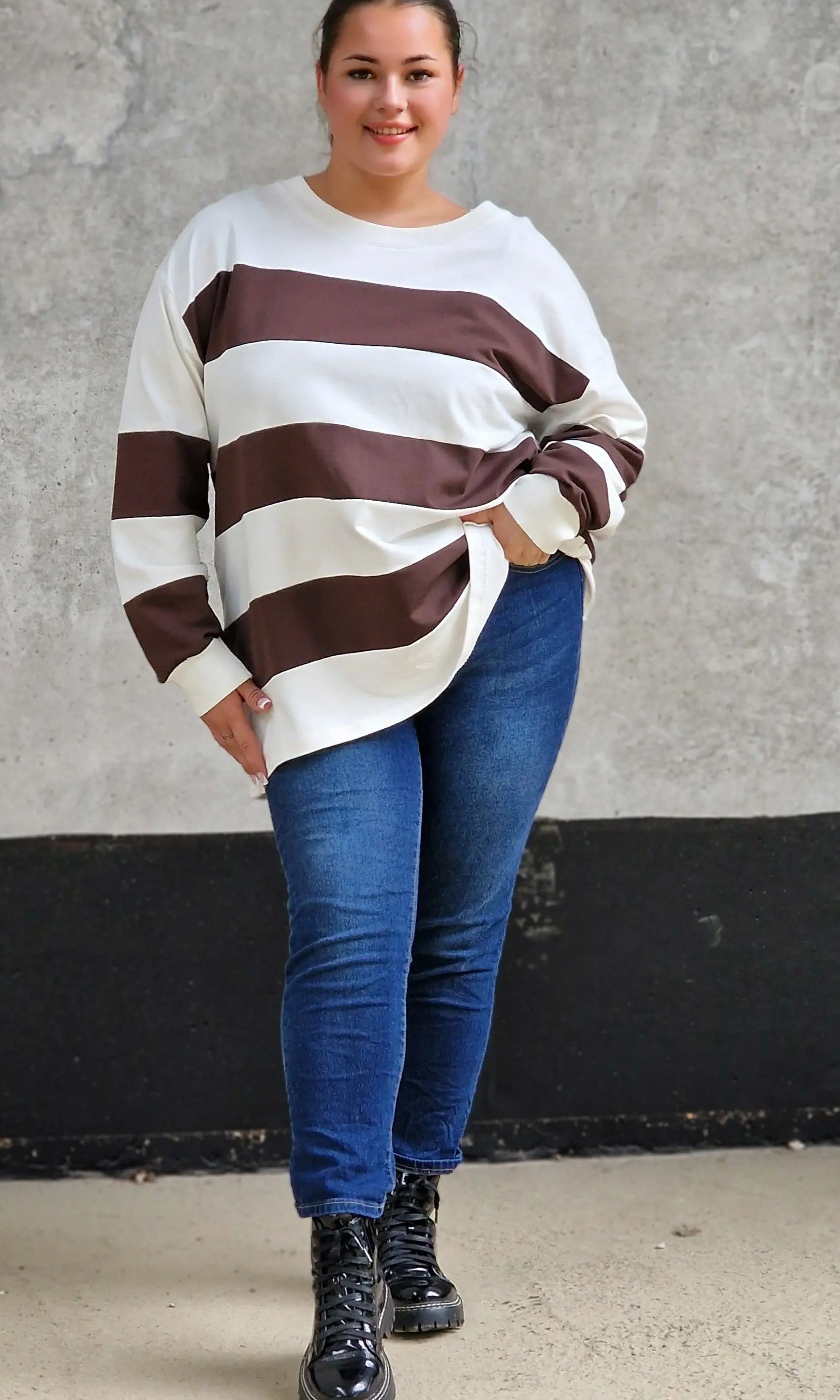 Bluza oversize w szerokie pasy Stylowa XL