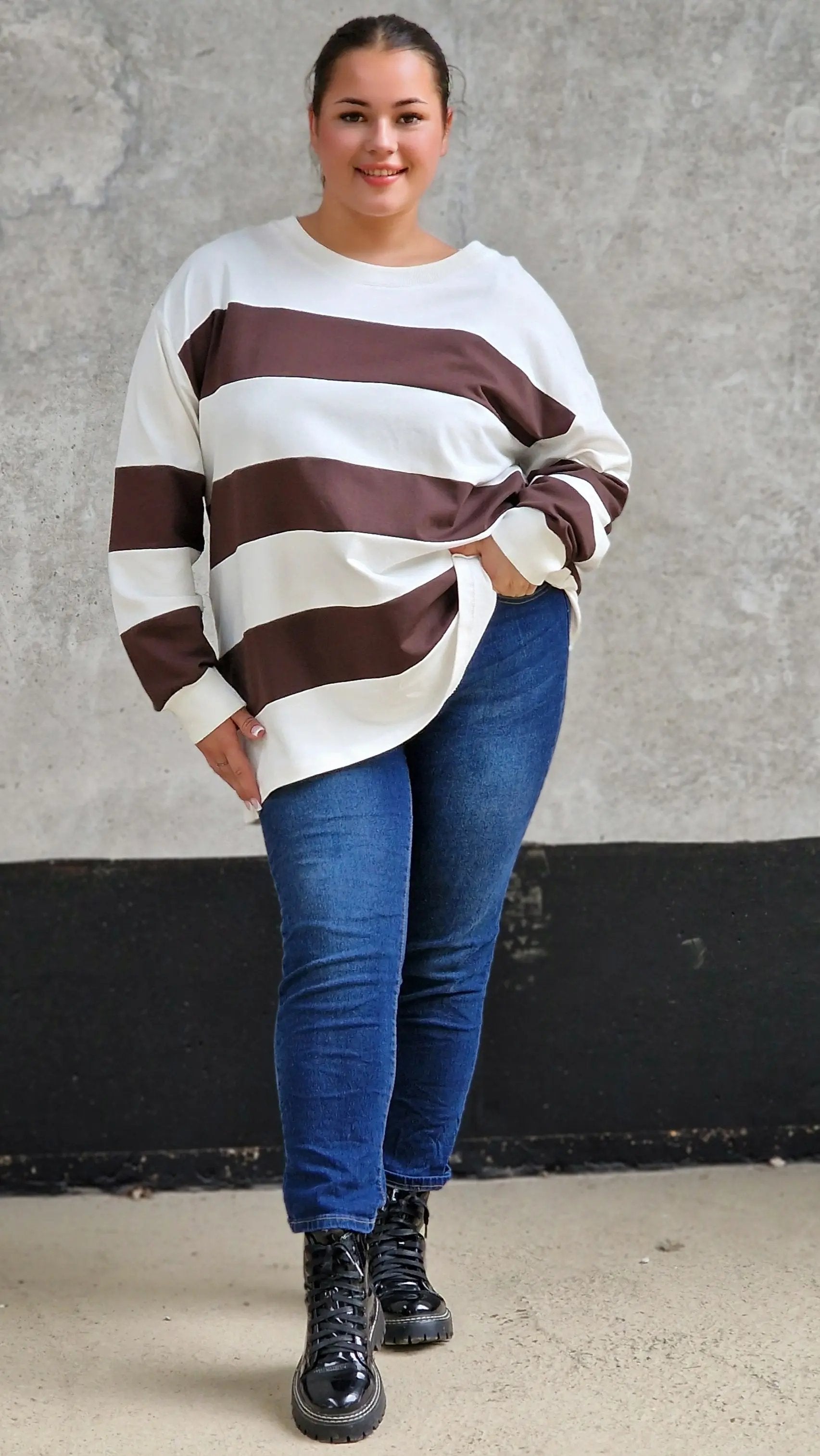 Bluza oversize w szerokie pasy Stylowa XL