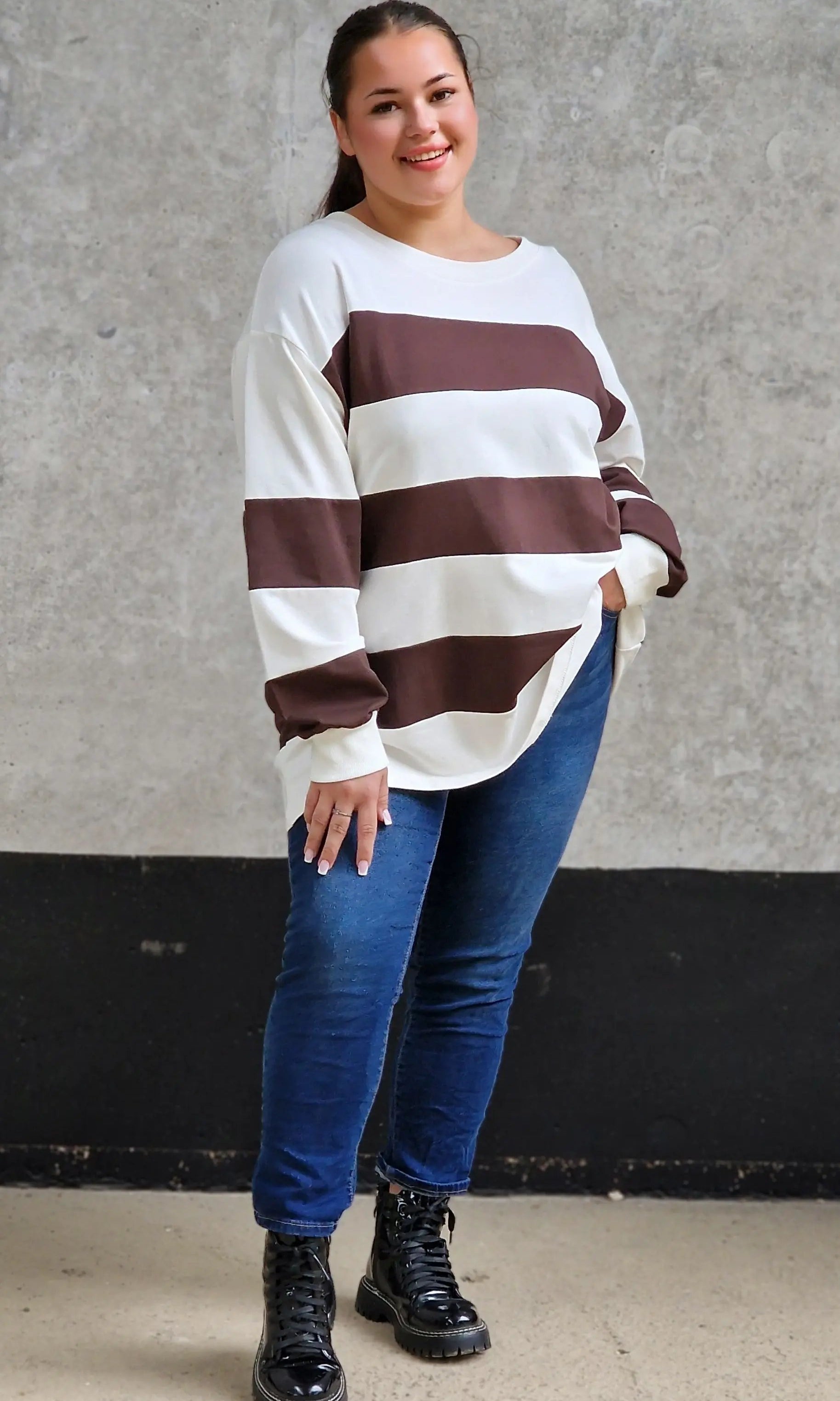 Bluza oversize w szerokie pasy Stylowa XL