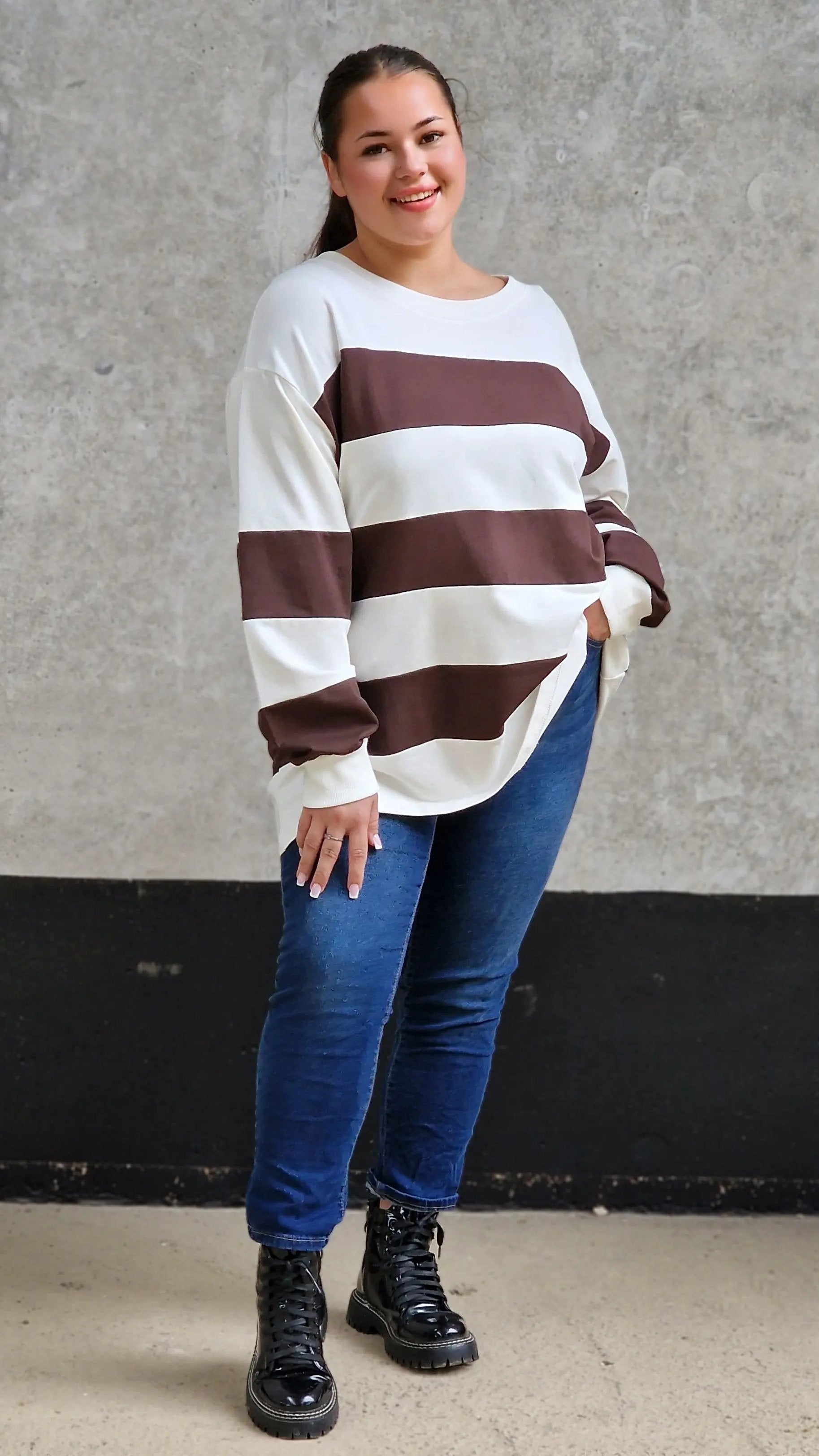 Bluza oversize w szerokie pasy Stylowa XL