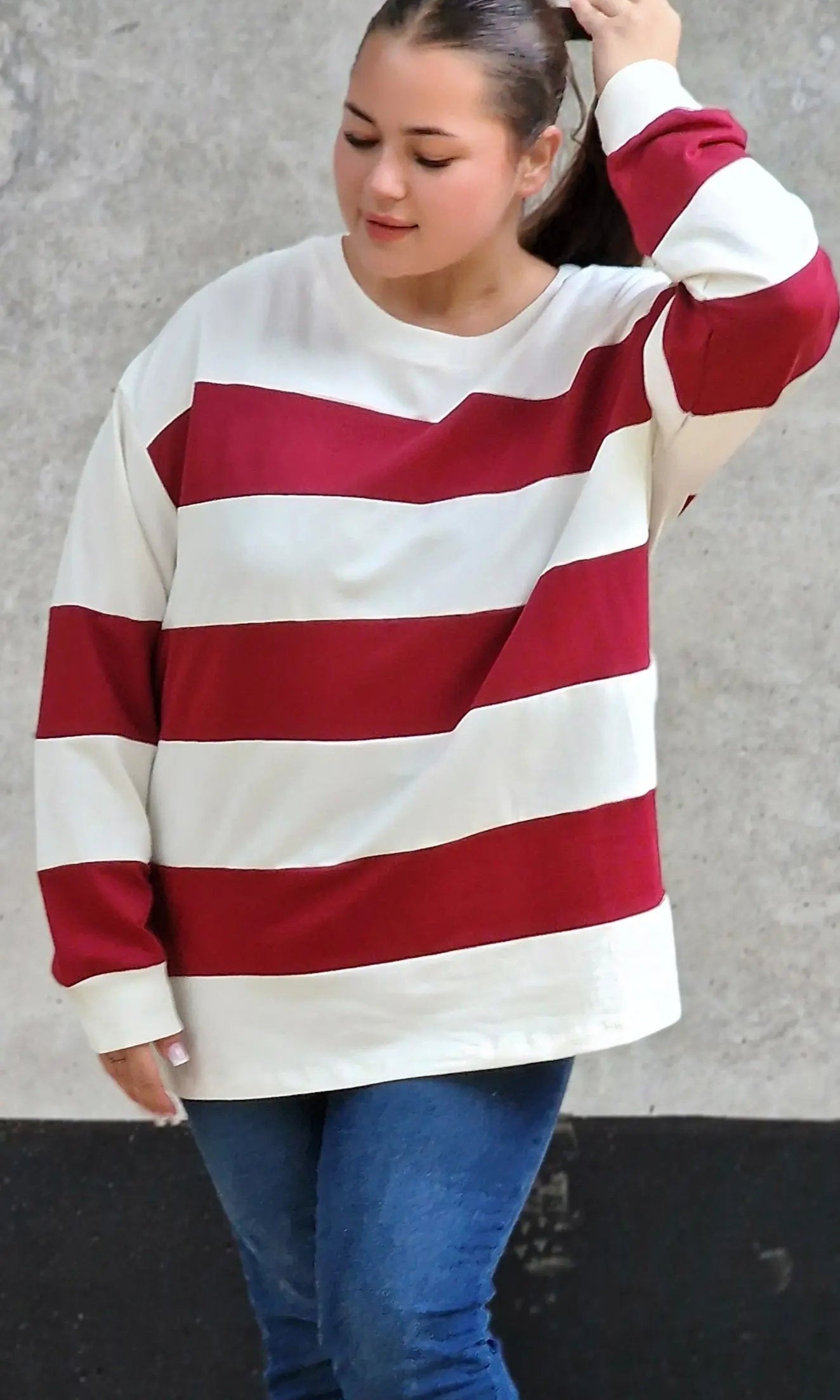 Bluza oversize w szerokie pasy Stylowa XL