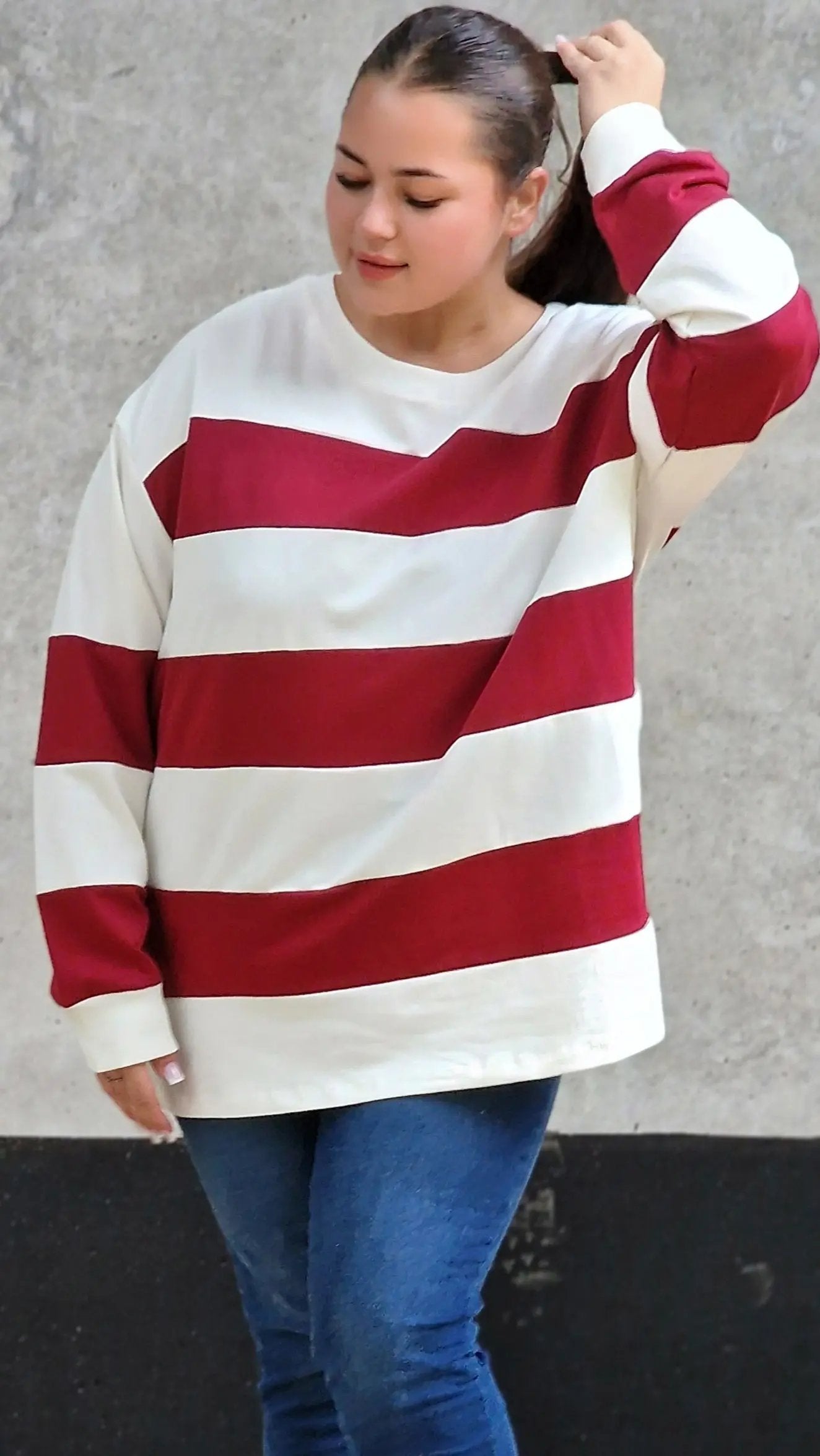 Bluza oversize w szerokie pasy Stylowa XL