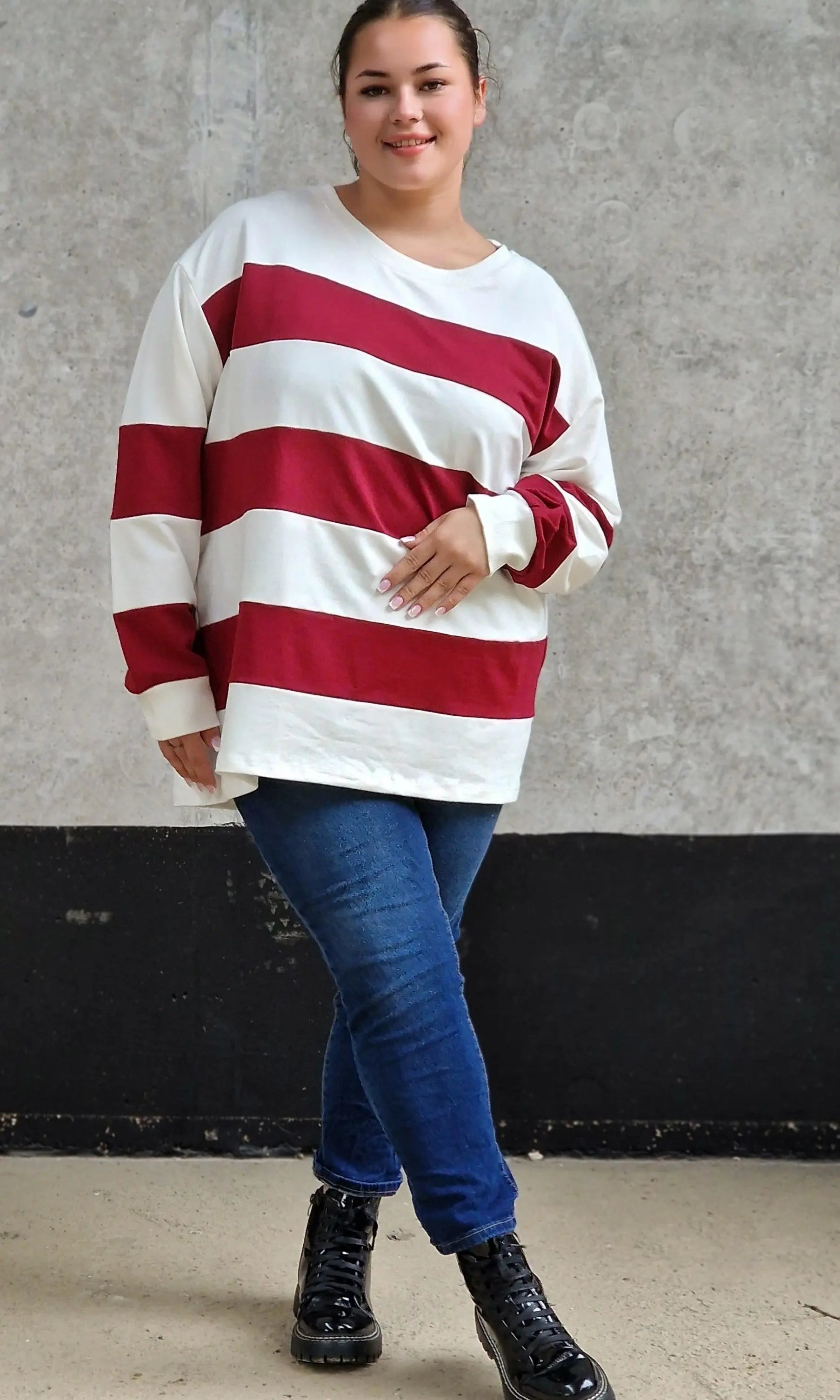 Bluza oversize w szerokie pasy Stylowa XL