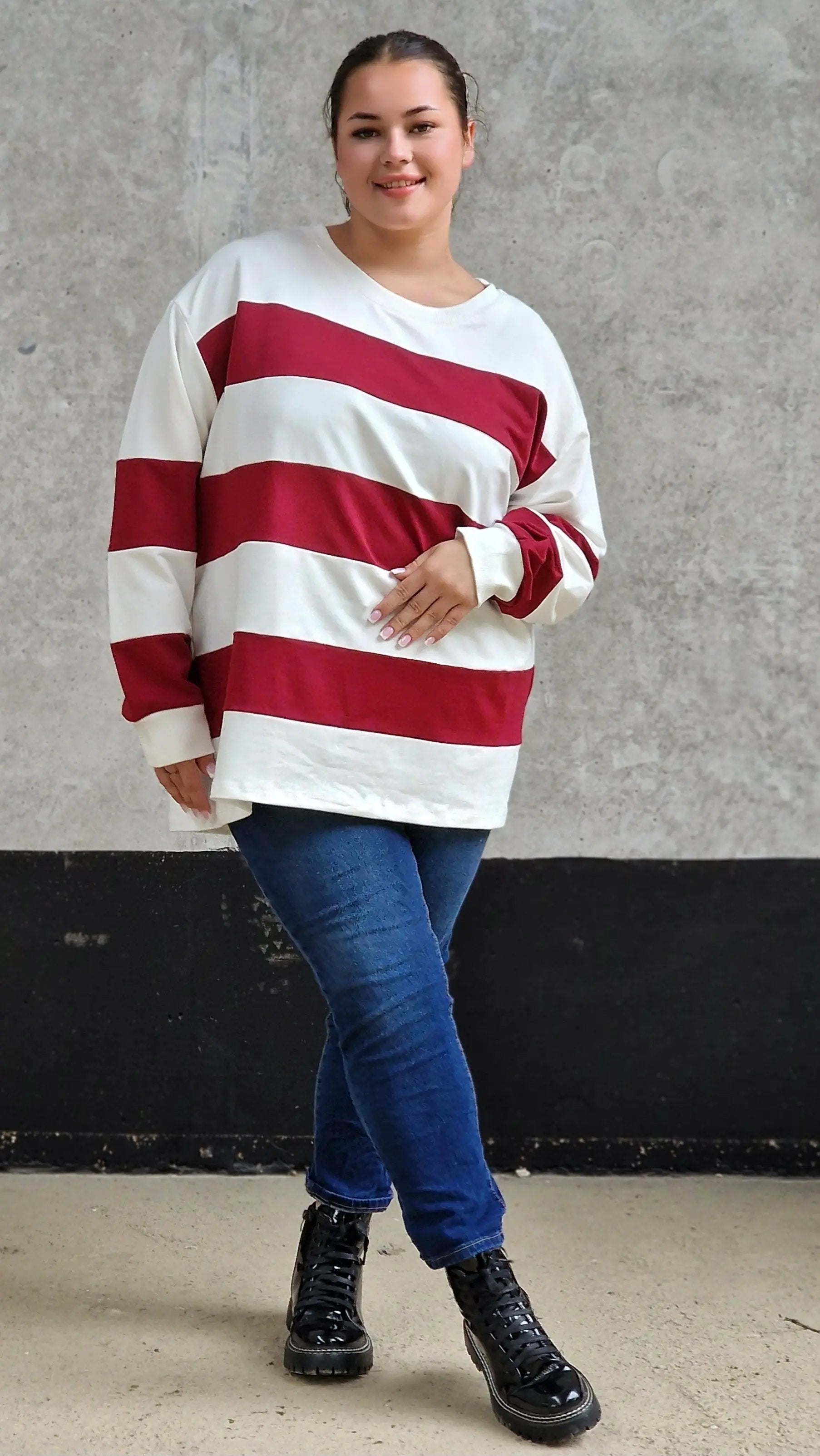 Bluza oversize w szerokie pasy Stylowa XL