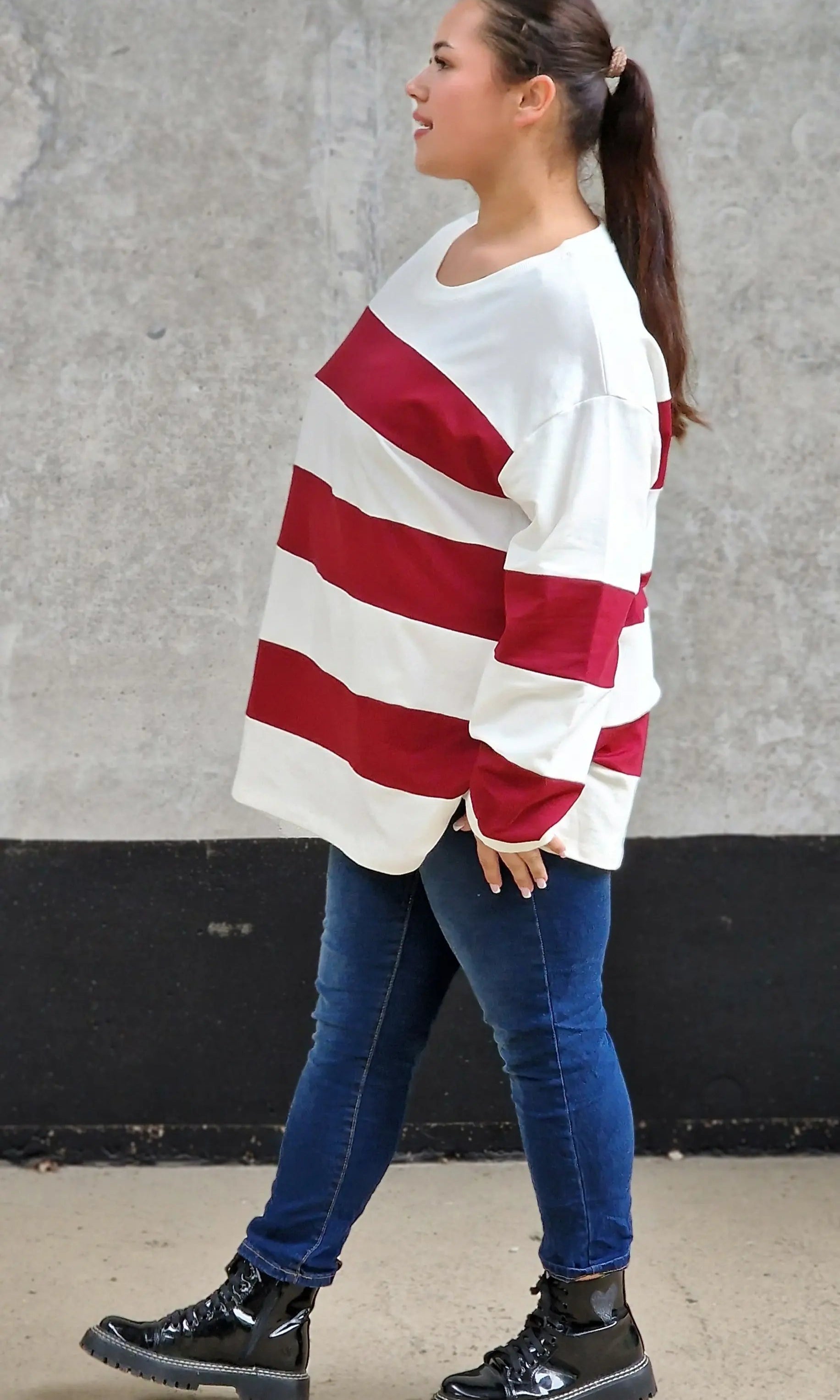 Bluza oversize w szerokie pasy Stylowa XL