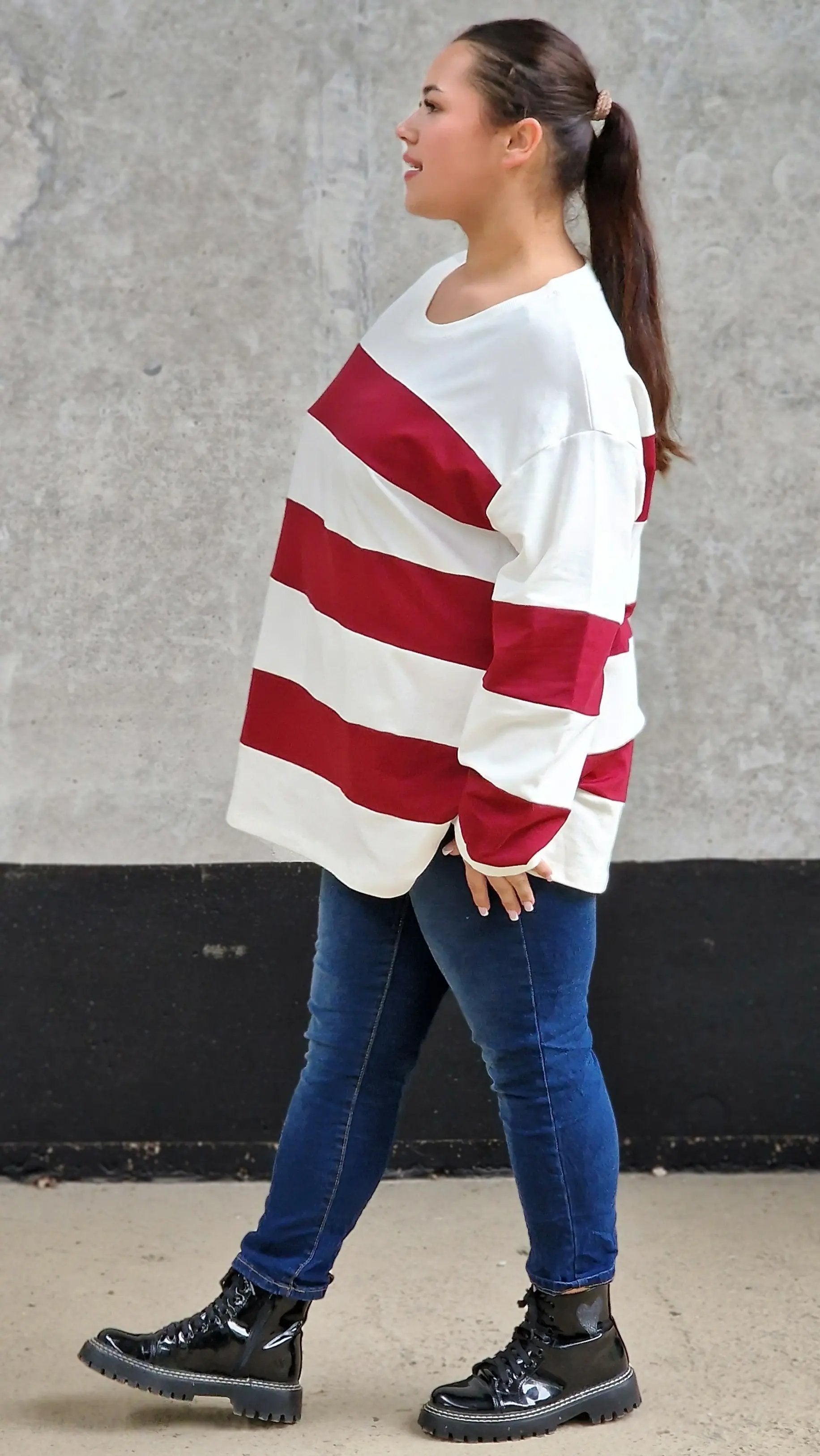 Bluza oversize w szerokie pasy Stylowa XL