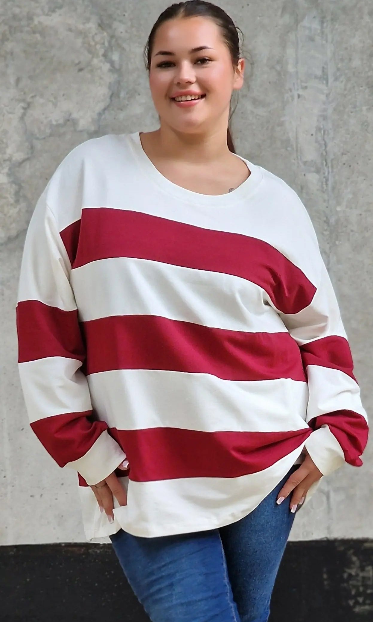 Bluza oversize w szerokie pasy Stylowa XL