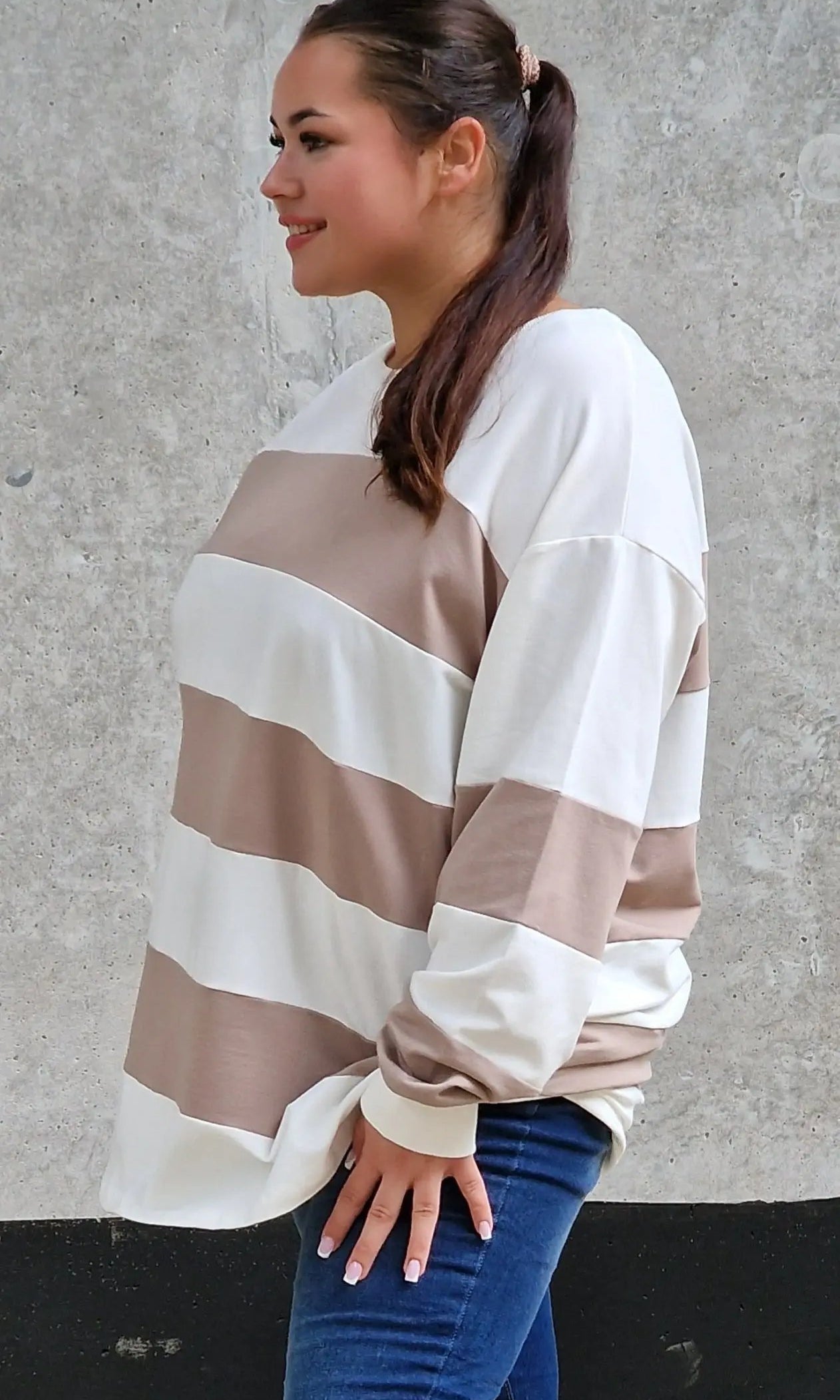 Bluza oversize w szerokie pasy Stylowa XL