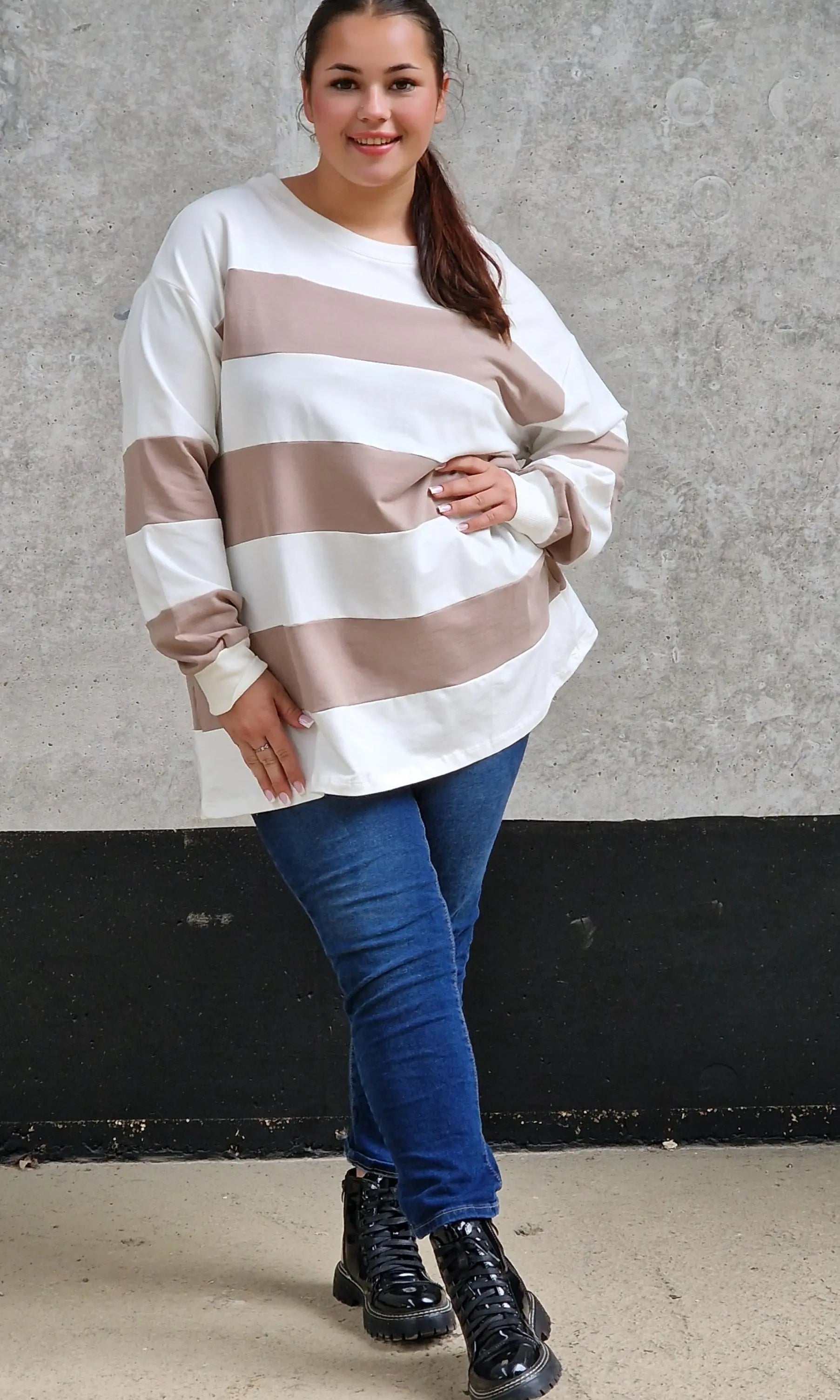 Bluza oversize w szerokie pasy Stylowa XL